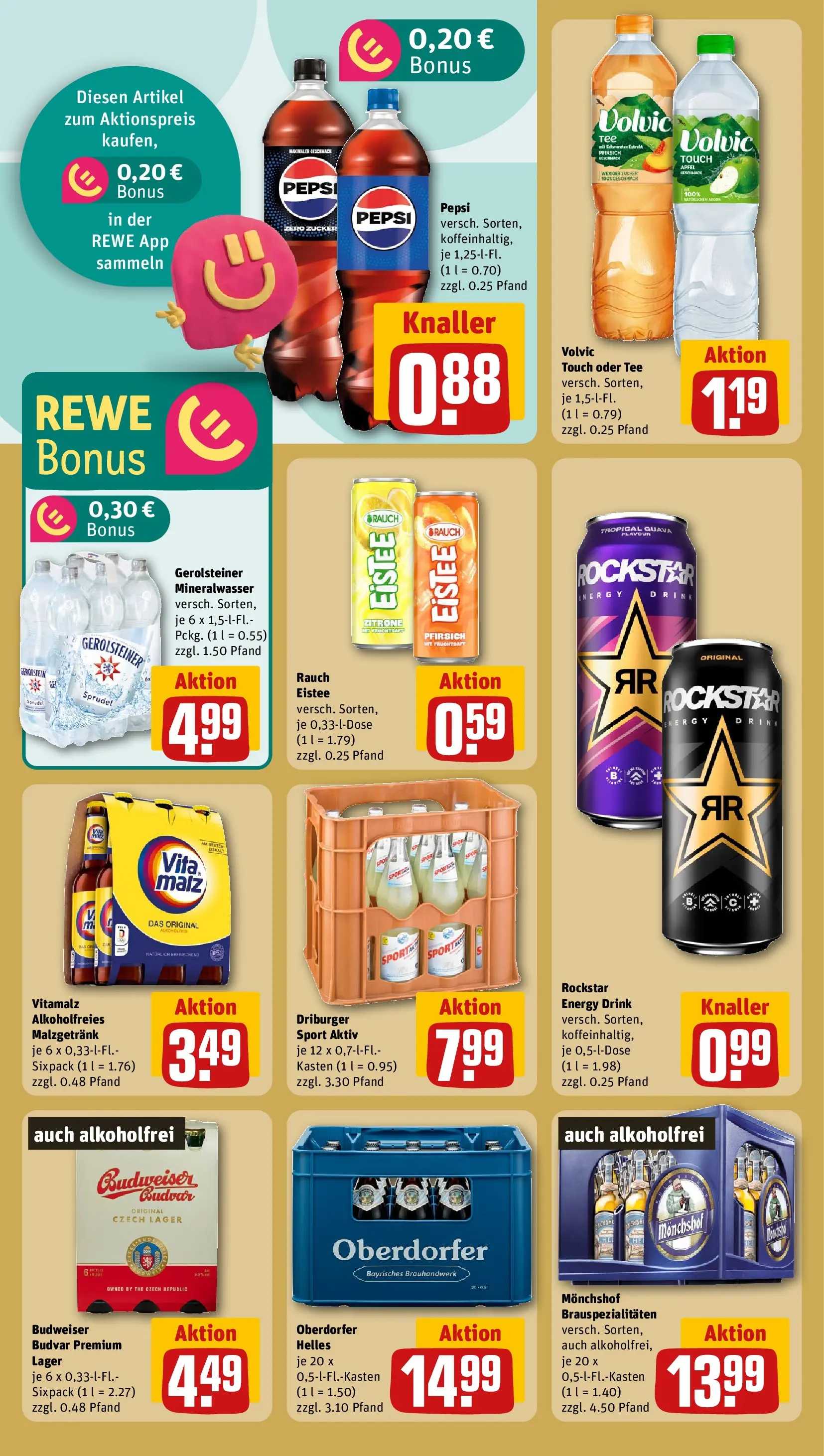 REWE Prospekt ab 08.06.2026 zum Blättern » Angebote | Seite: 20 | Produkte: Volvic touch, Pfirsich, Pepsi, Gerolsteiner