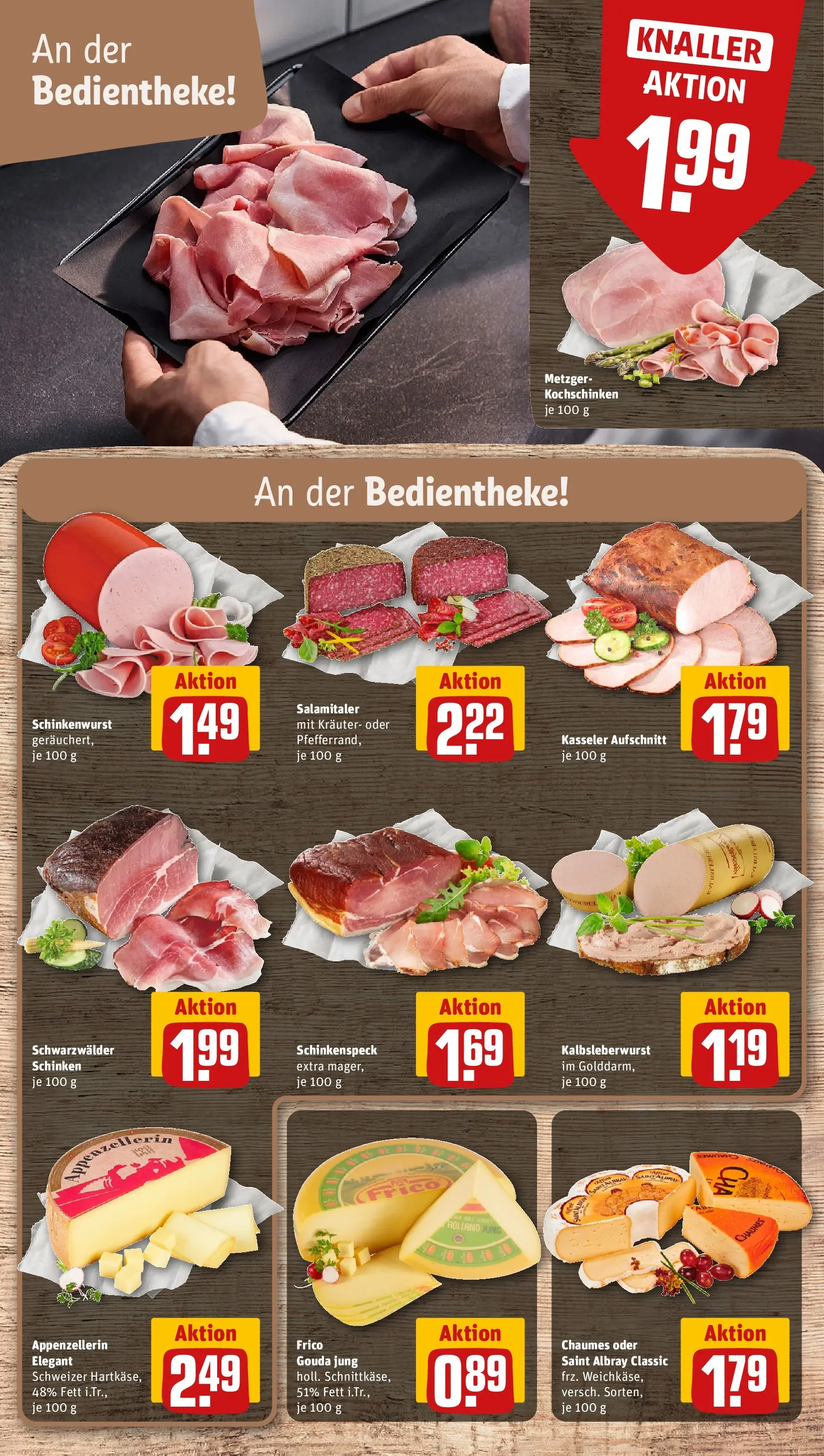 REWE Prospekt ab 08.06.2026 zum Blättern » Angebote | Seite: 9 | Produkte: Gouda, Salami, Schinken