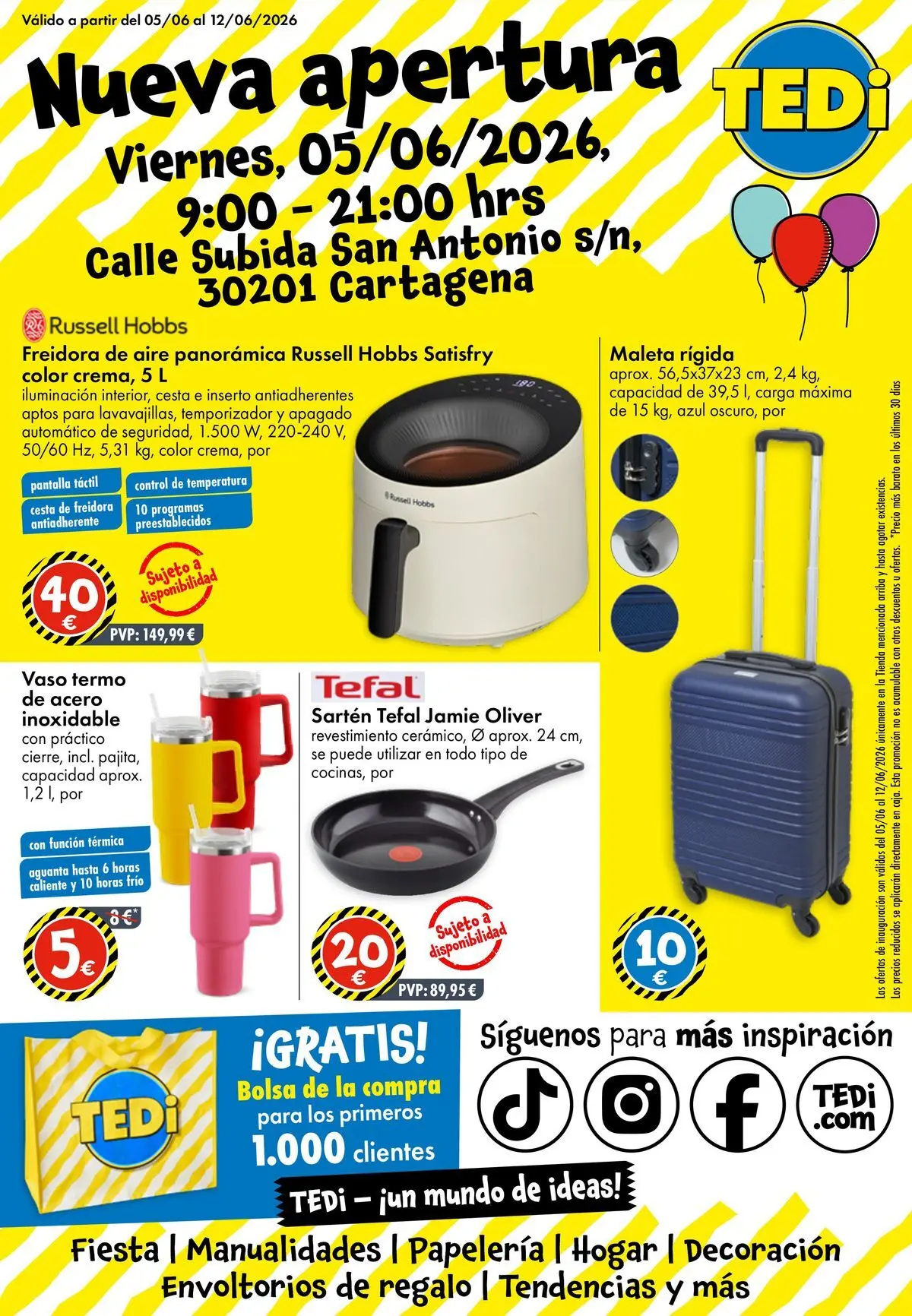 TEDi Nueva apertura 05/06/2026 - 12/06/2026 | Página: 1 | Productos: Maleta, Bolsa, Galette de chaise, Cesta