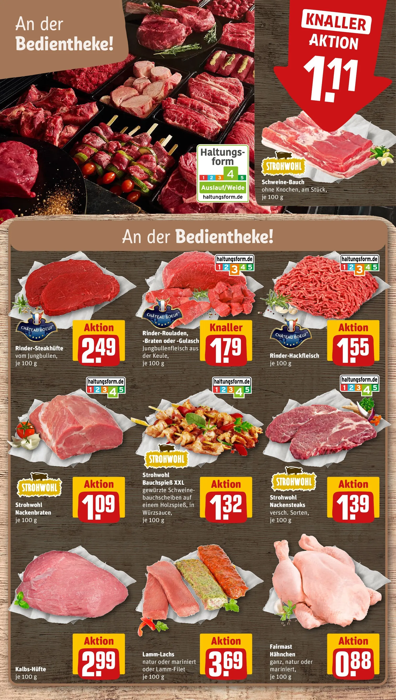 REWE Prospekt ab 07.06.2026 zum Blättern » Angebote | Seite: 8 | Produkte: Nackensteaks, Hahnchen, Gulasch, Steak
