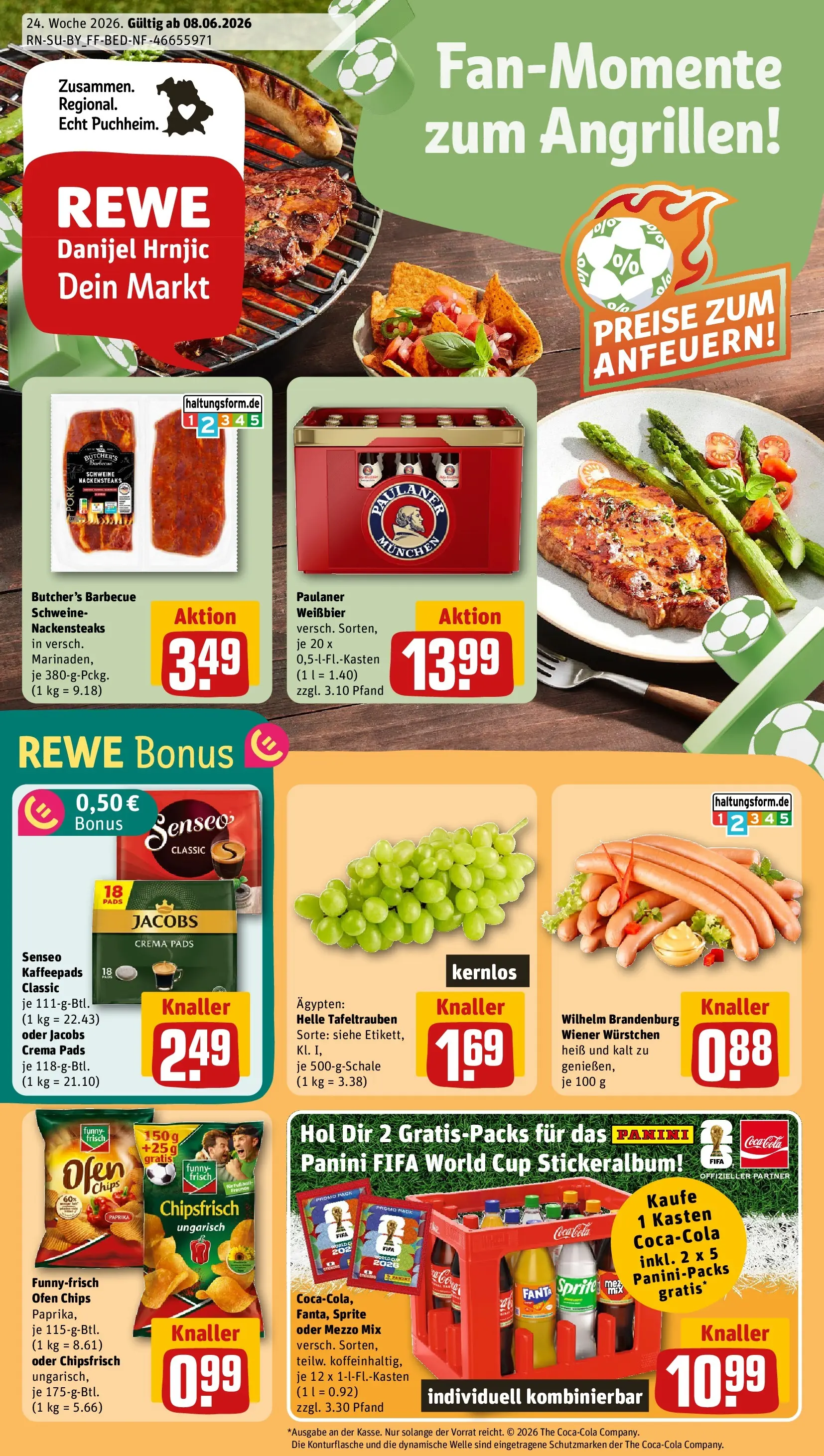 REWE Prospekt ab 08.06.2026 zum Blättern » Angebote | Seite: 1 | Produkte: Fanta, Cola, Senseo kaffeepads, Oder mezzo mix