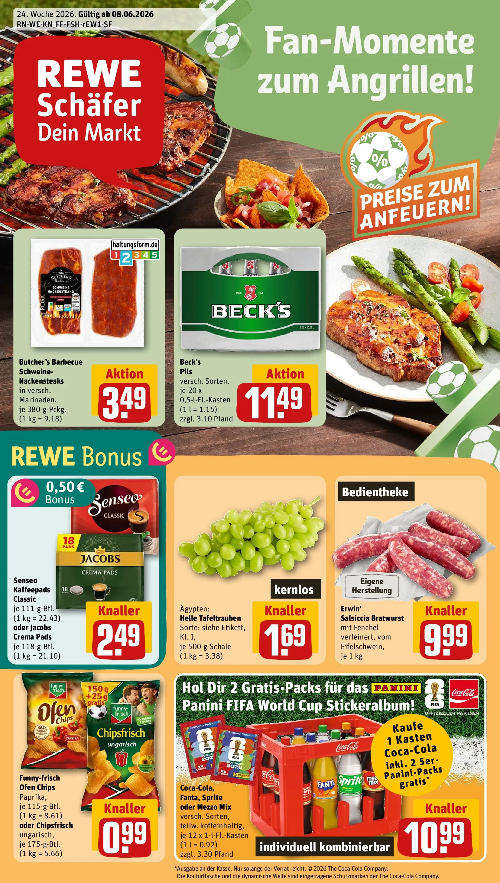 REWE Prospekt ab 08.06.2026 zum Blättern » Angebote | Seite: 1 | Produkte: Senseo, Kaffeepads, Mezzo mix, Oder mezzo mix