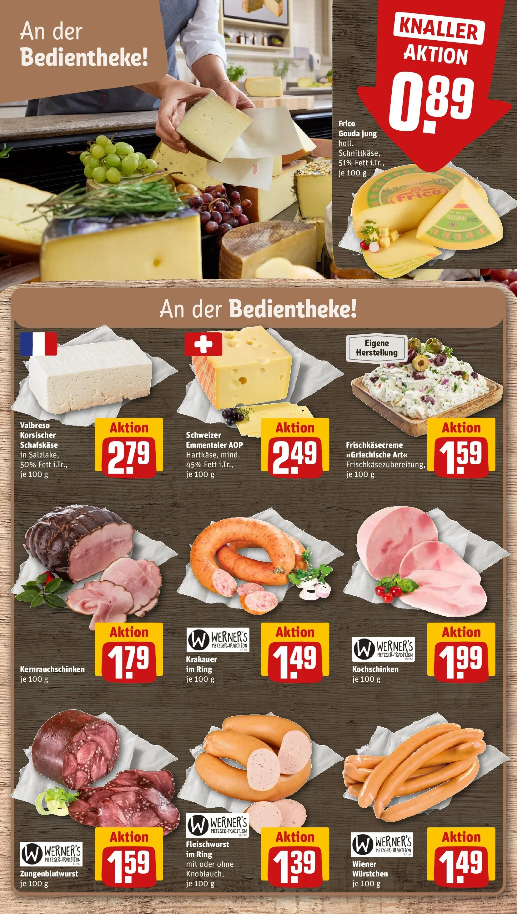 REWE Prospekt ab 08.06.2026 zum Blättern » Angebote | Seite: 9 | Produkte: Wiener wurstchen, Gouda, Schafskase