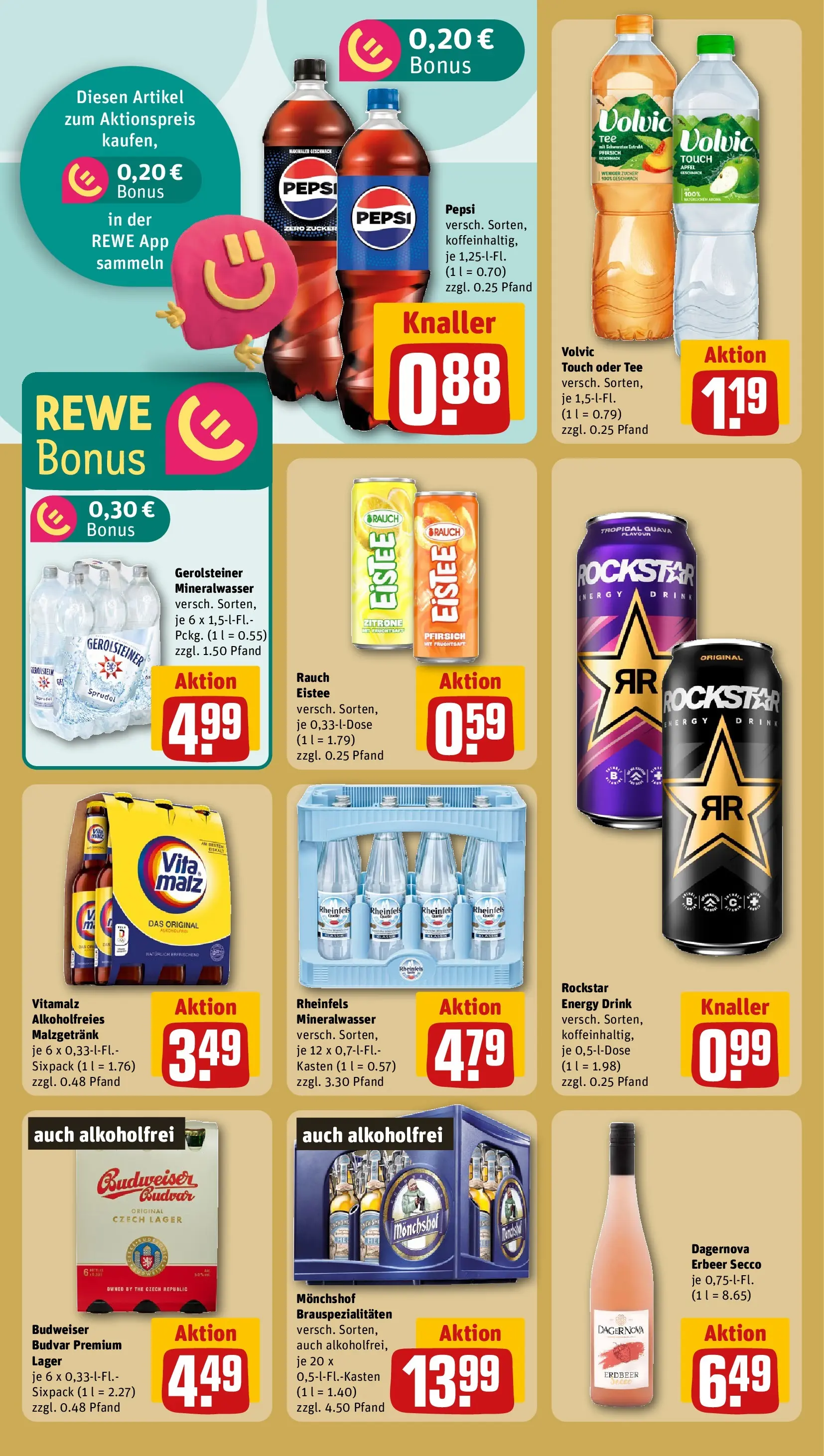 REWE Prospekt ab 08.06.2026 zum Blättern » Angebote | Seite: 18 | Produkte: Cola, Zucker, Budweiser, Tee