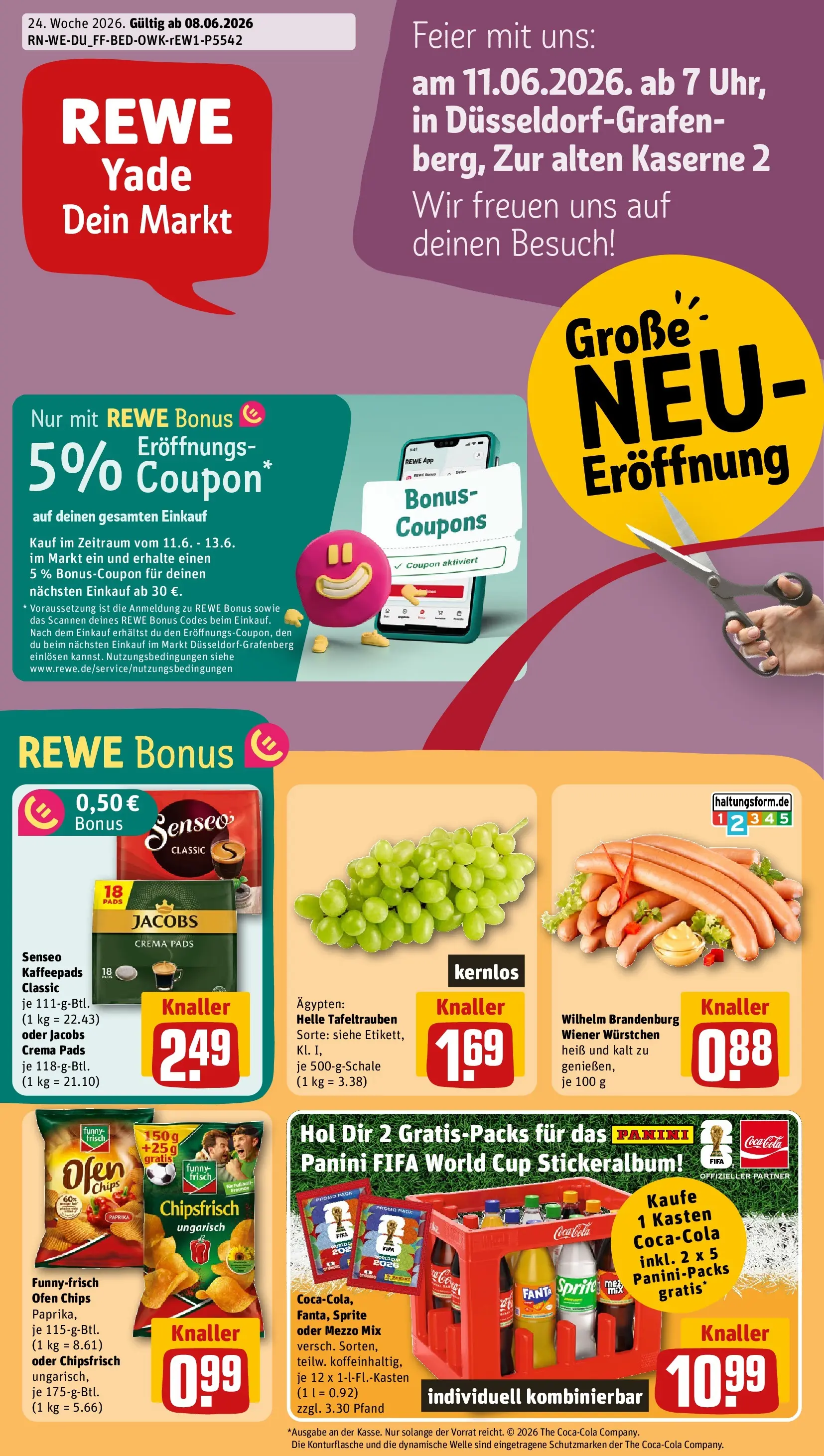 REWE Prospekt ab 08.06.2026 zum Blättern » Angebote | Seite: 1 | Produkte: Fanta, Sprite, Paprika, Chips