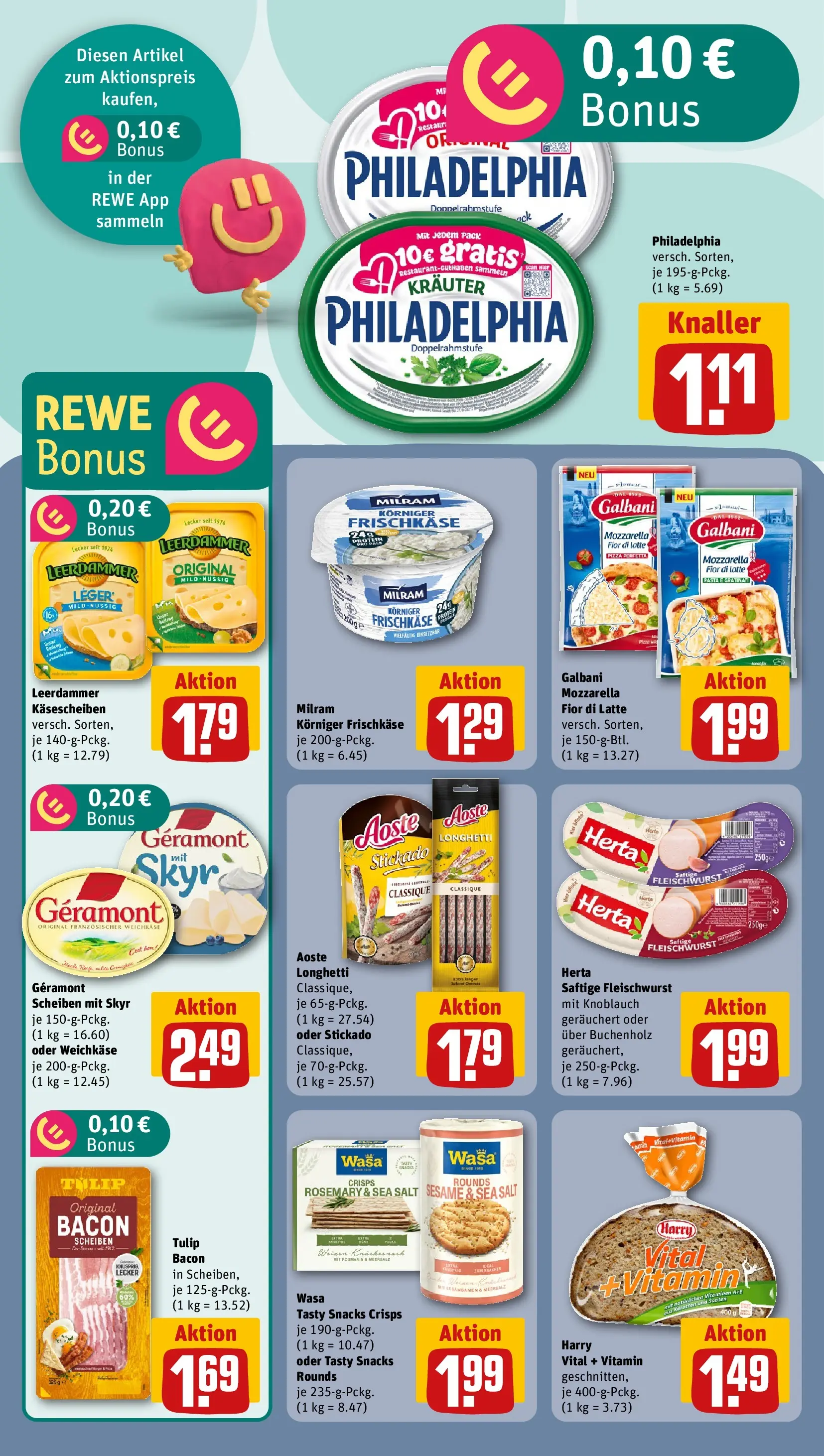 REWE Prospekt ab 08.06.2026 zum Blättern » Angebote | Seite: 10 | Produkte: Geramont, Mozzarella, Skyr, Pizza
