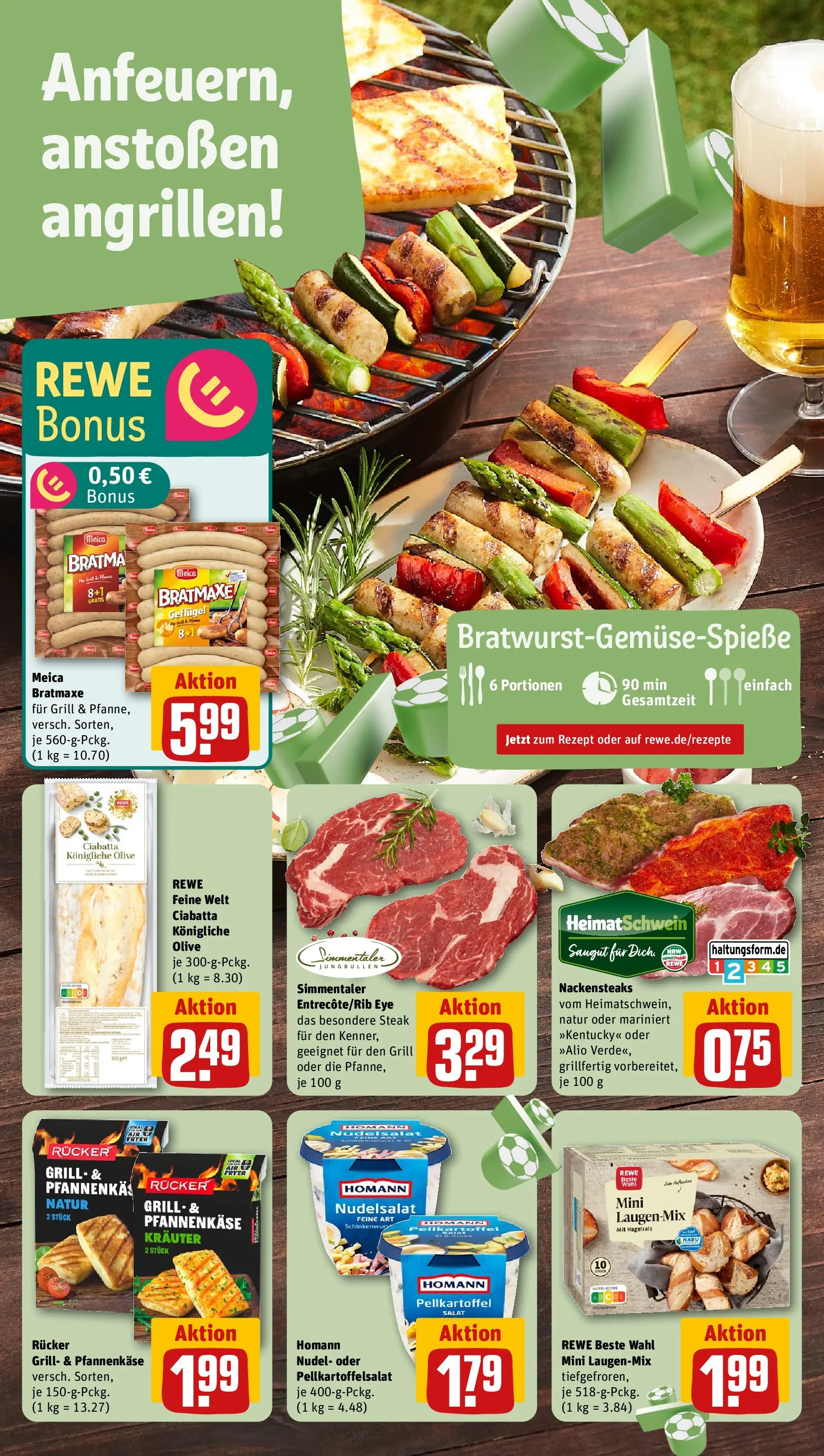 REWE Prospekt ab 08.06.2026 zum Blättern » Angebote | Seite: 14 | Produkte: Nackensteaks, Grill, Steak, Salat