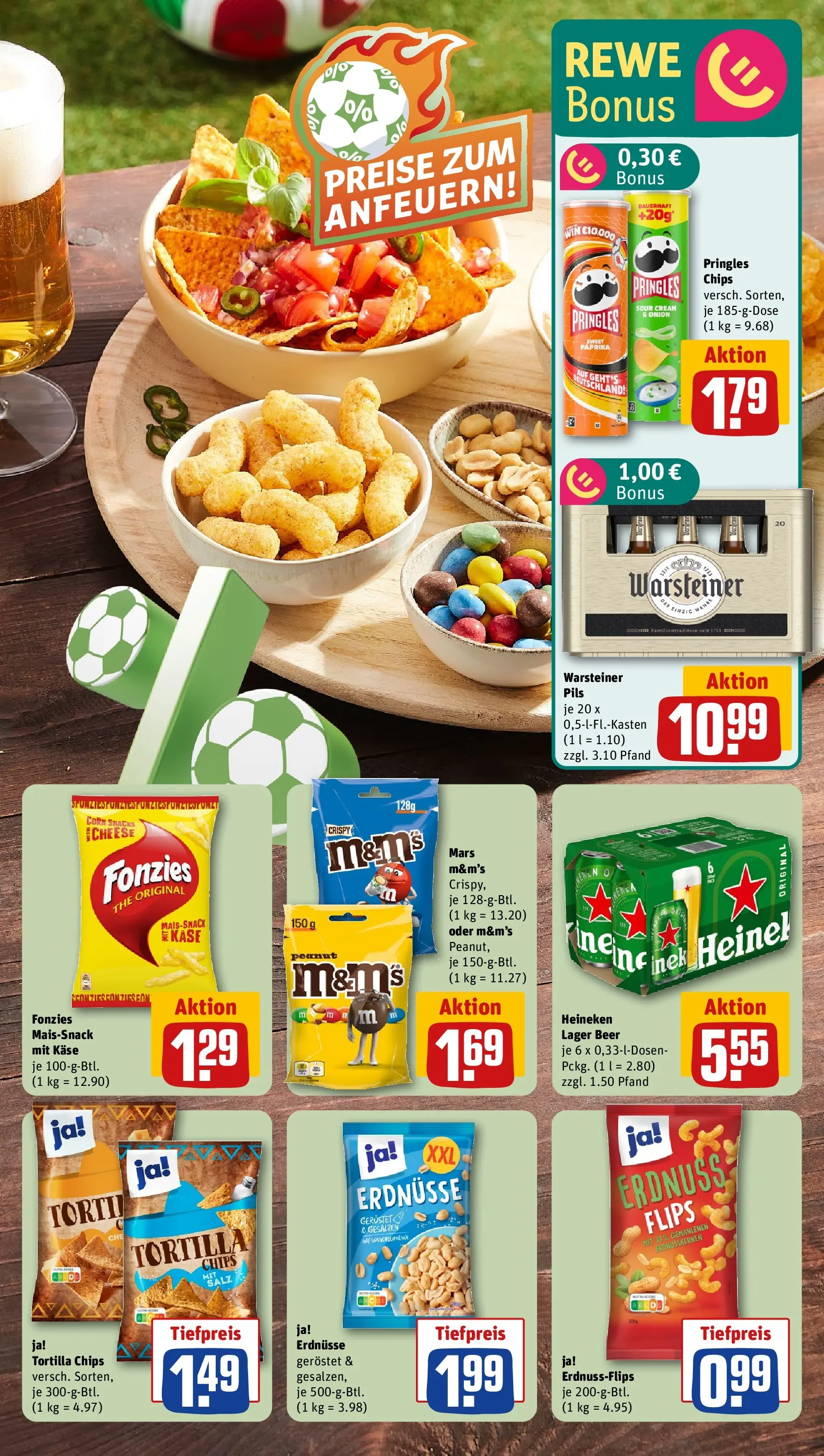 REWE Prospekt ab 08.06.2026 zum Blättern » Angebote | Seite: 15 | Produkte: Erdnüsse, Heineken, Pringles, Chips
