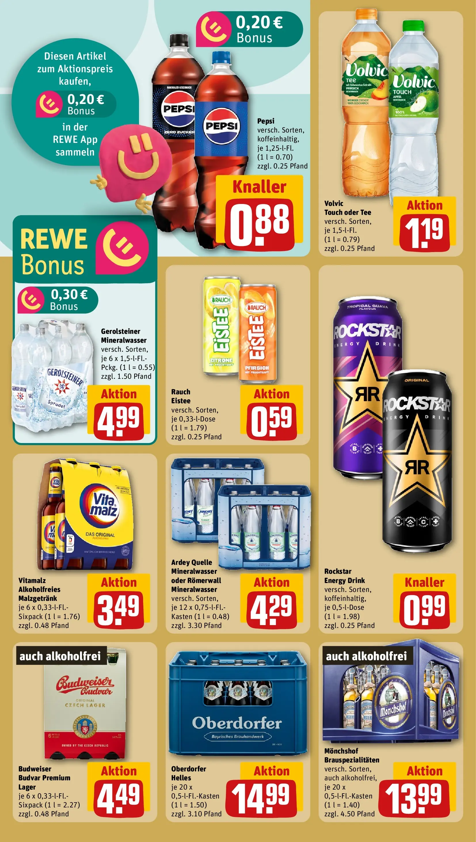 REWE Prospekt ab 08.06.2026 zum Blättern » Angebote | Seite: 18 | Produkte: Volvic touch, Zucker, Pepsi, Tee