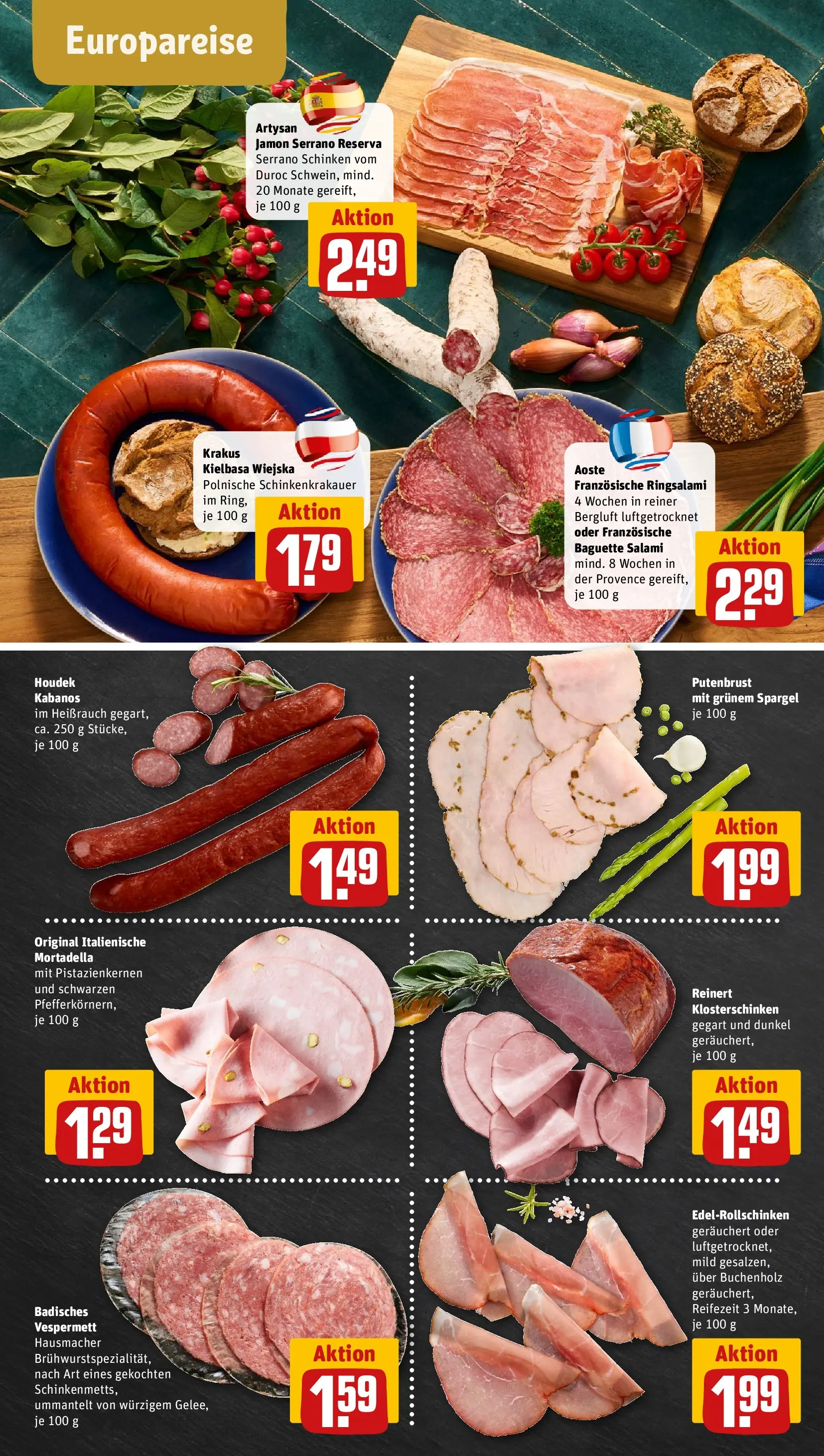 REWE Prospekt ab 08.06.2026 zum Blättern » Angebote | Seite: 8 | Produkte: Baguette, Spargel, Salami, Serrano schinken