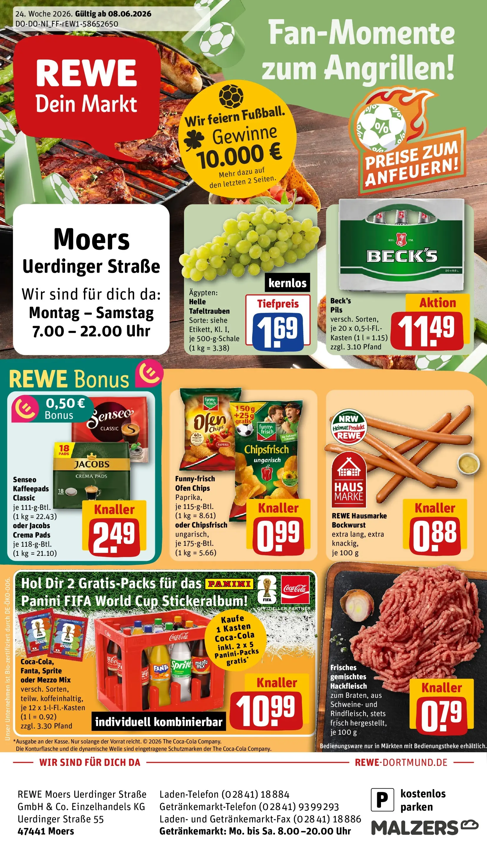 REWE Prospekt ab 08.06.2026 zum Blättern » Angebote | Seite: 1 | Produkte: Mezzo mix, Sprite, Oder mezzo mix, Hackfleisch