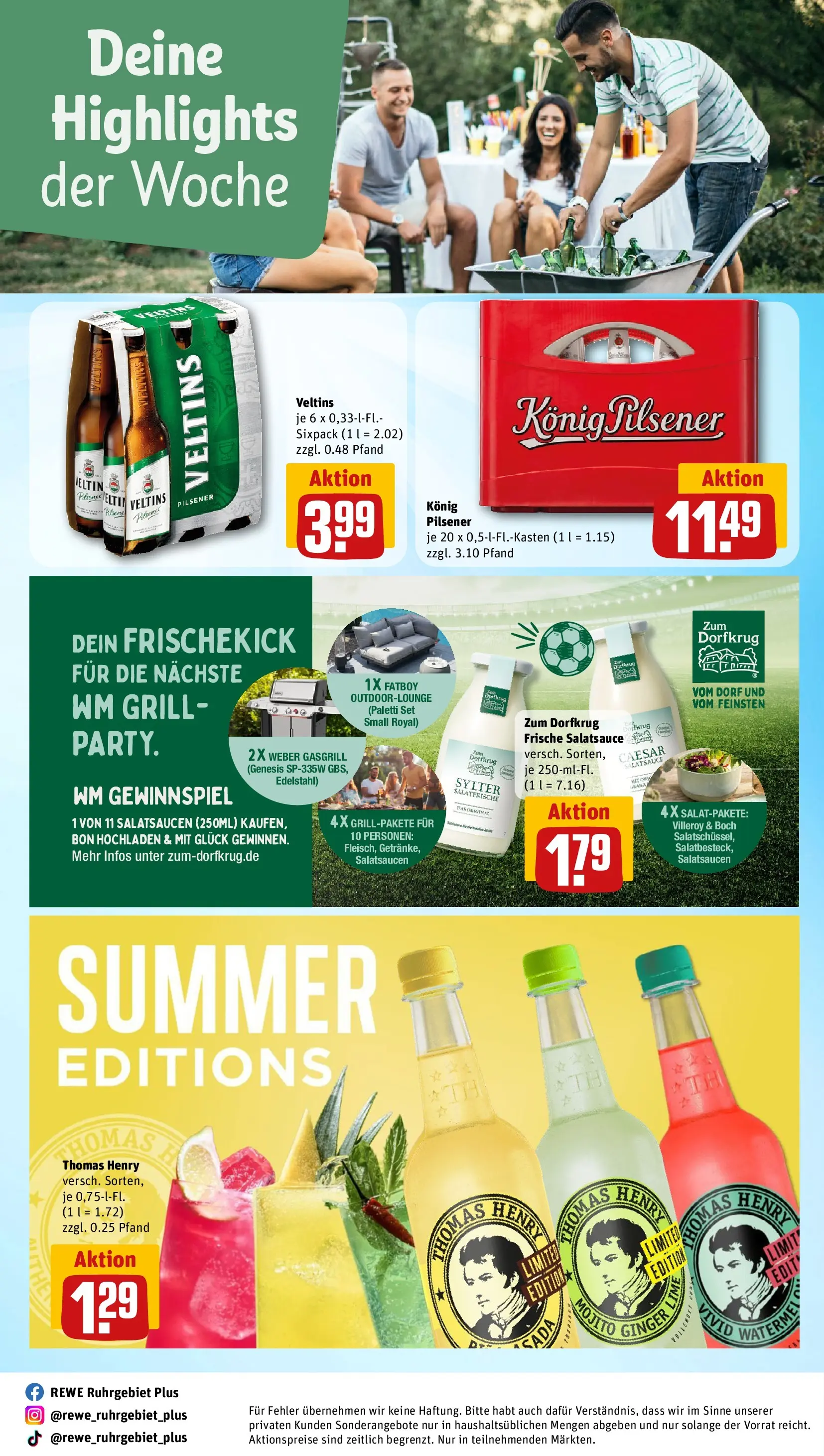REWE Prospekt ab 08.06.2026 zum Blättern » Angebote | Seite: 28 | Produkte: Grill, Konig pilsener, Dressing, Veltins