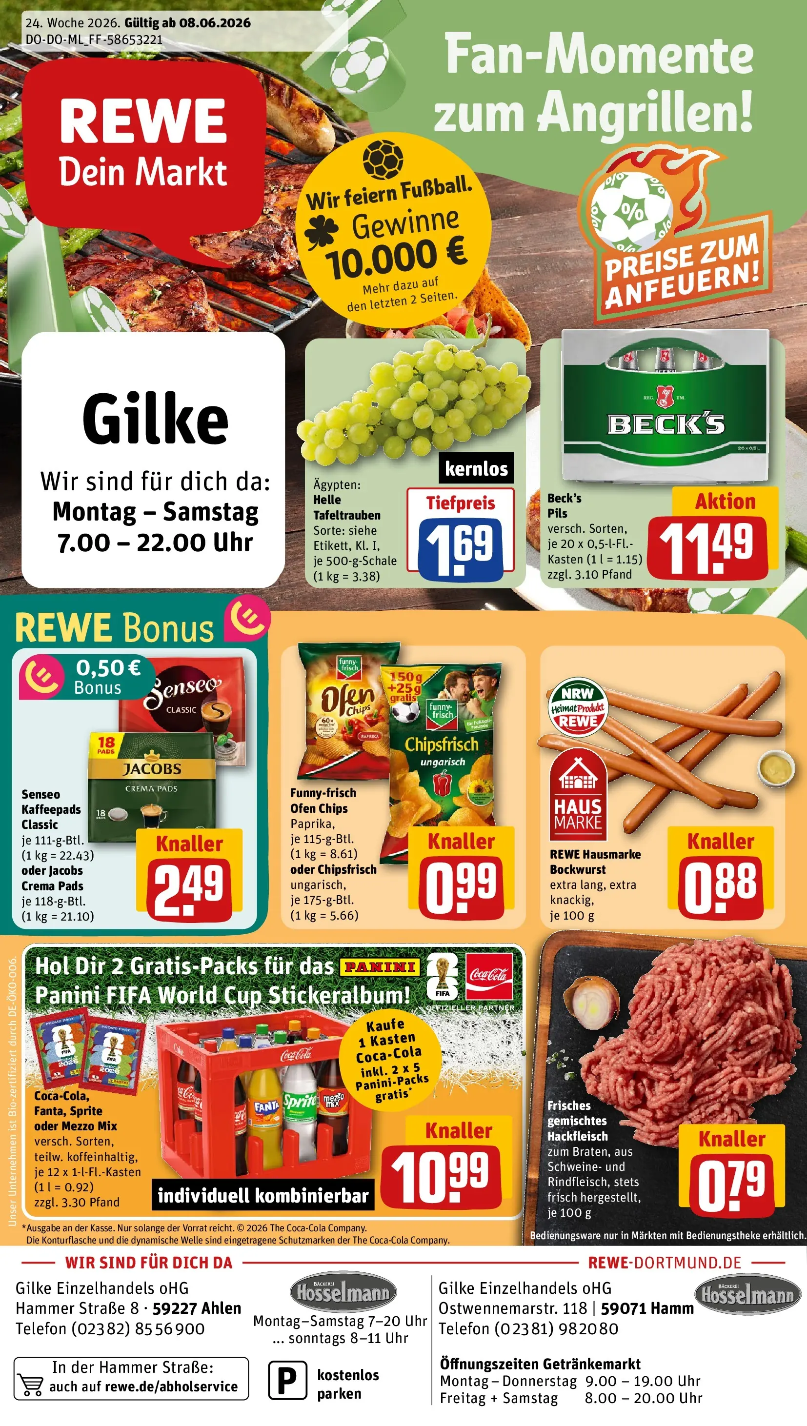 REWE Prospekt ab 08.06.2026 zum Blättern » Angebote | Seite: 1 | Produkte: Senseo, Sprite, Cola, Paprika