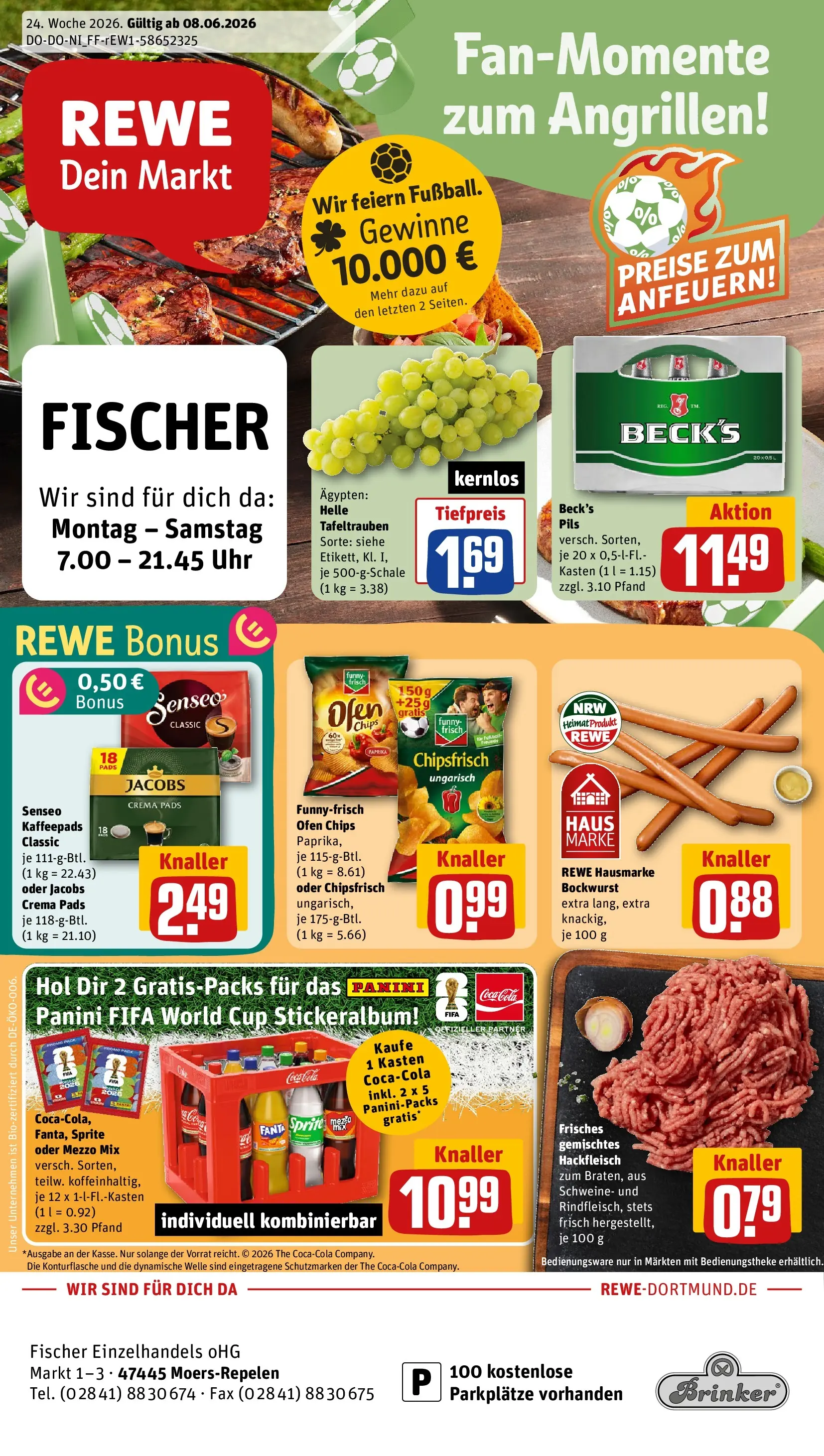 REWE Prospekt ab 08.06.2026 zum Blättern » Angebote | Seite: 1 | Produkte: Ofen, Cola, Pils, Senseo kaffeepads