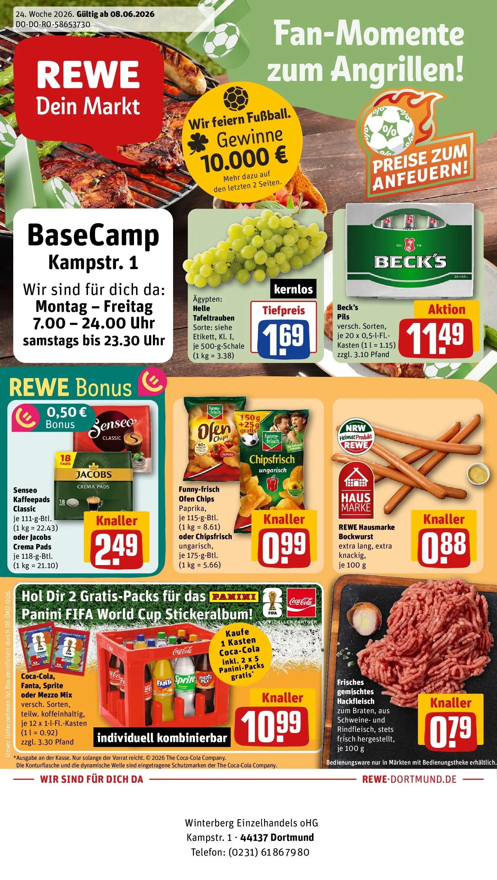 REWE Prospekt ab 08.06.2026 zum Blättern » Angebote | Seite: 1 | Produkte: Ofen, Senseo, Kaffeepads, Pils