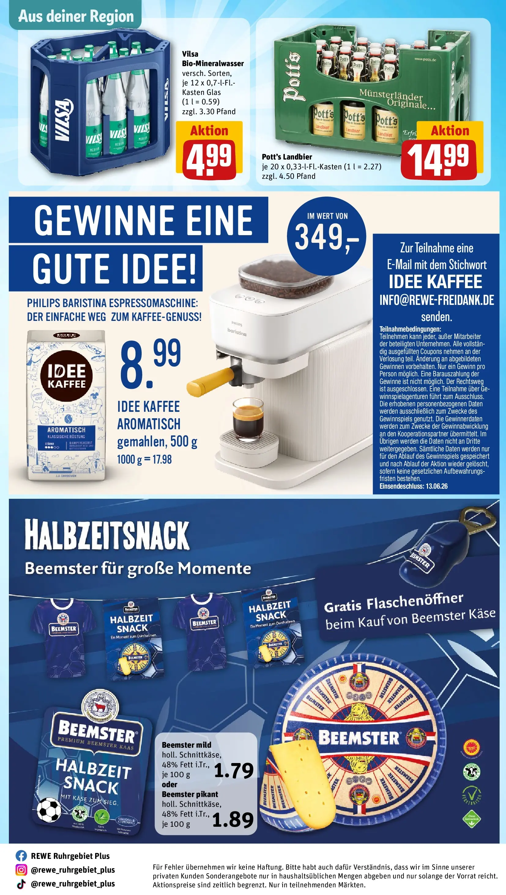 REWE Prospekt ab 08.06.2026 zum Blättern » Angebote | Seite: 28 | Produkte: Philips, Idee kaffee, Käse, Kaffee
