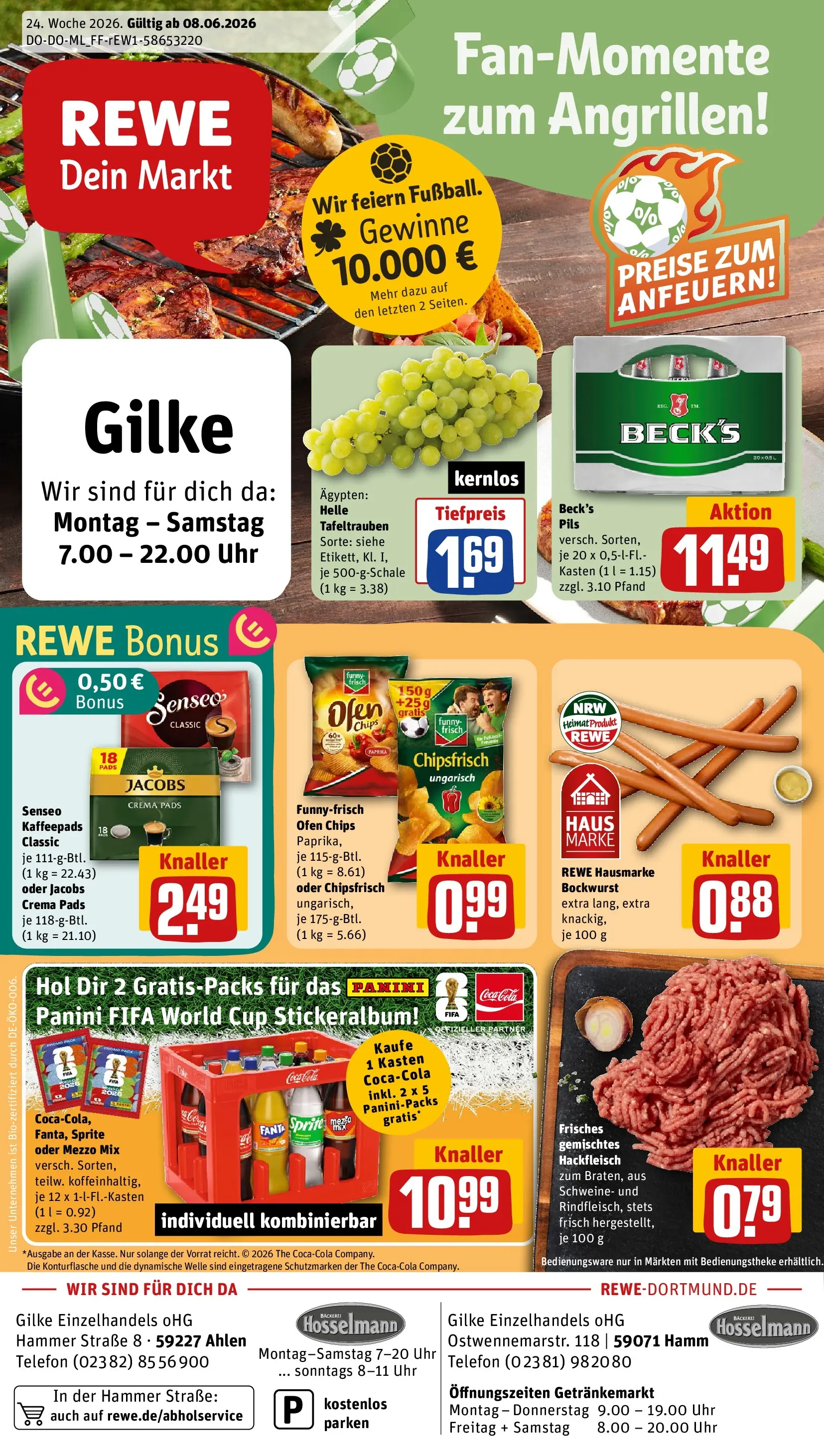 REWE Prospekt ab 08.06.2026 zum Blättern » Angebote | Seite: 1 | Produkte: Fanta, Funny frisch, Senseo kaffeepads, Chips