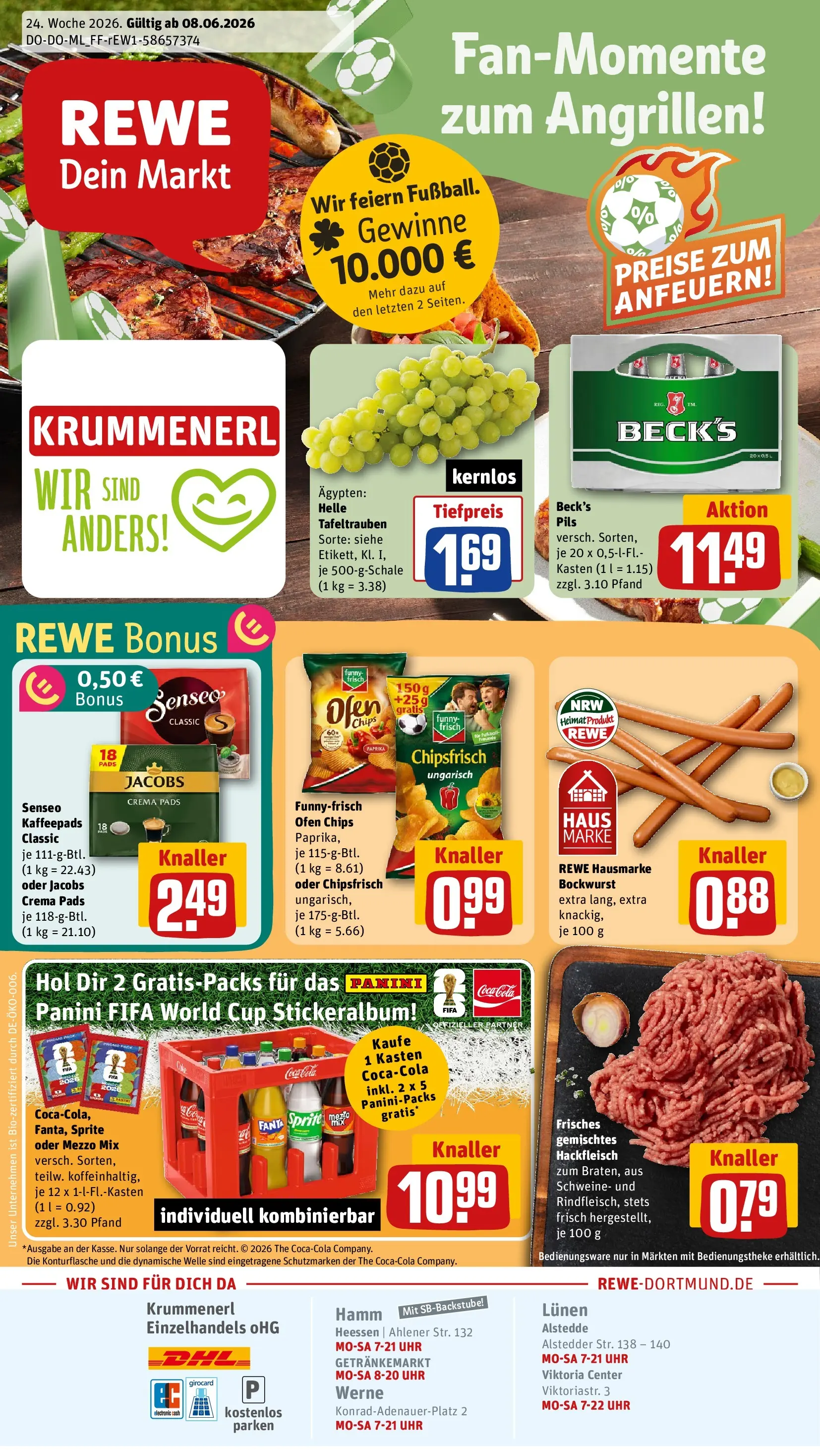 REWE Prospekt ab 08.06.2026 zum Blättern » Angebote | Seite: 1 | Produkte: Mezzo mix, Funny frisch, Paprika, Hackfleisch