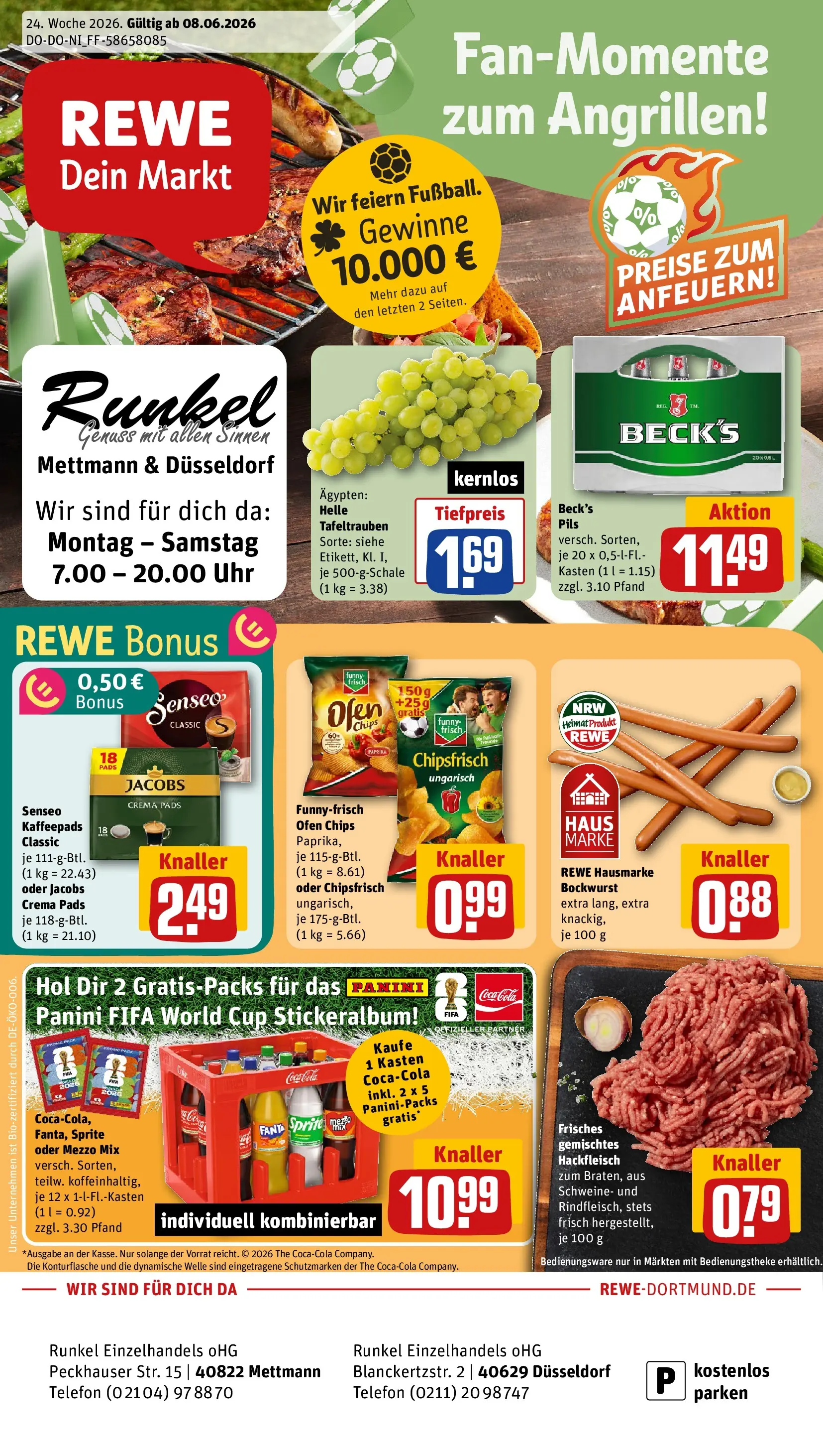 REWE Prospekt ab 08.06.2026 zum Blättern » Angebote | Seite: 1 | Produkte: Ofen, Mezzo mix, Cola, Senseo kaffeepads