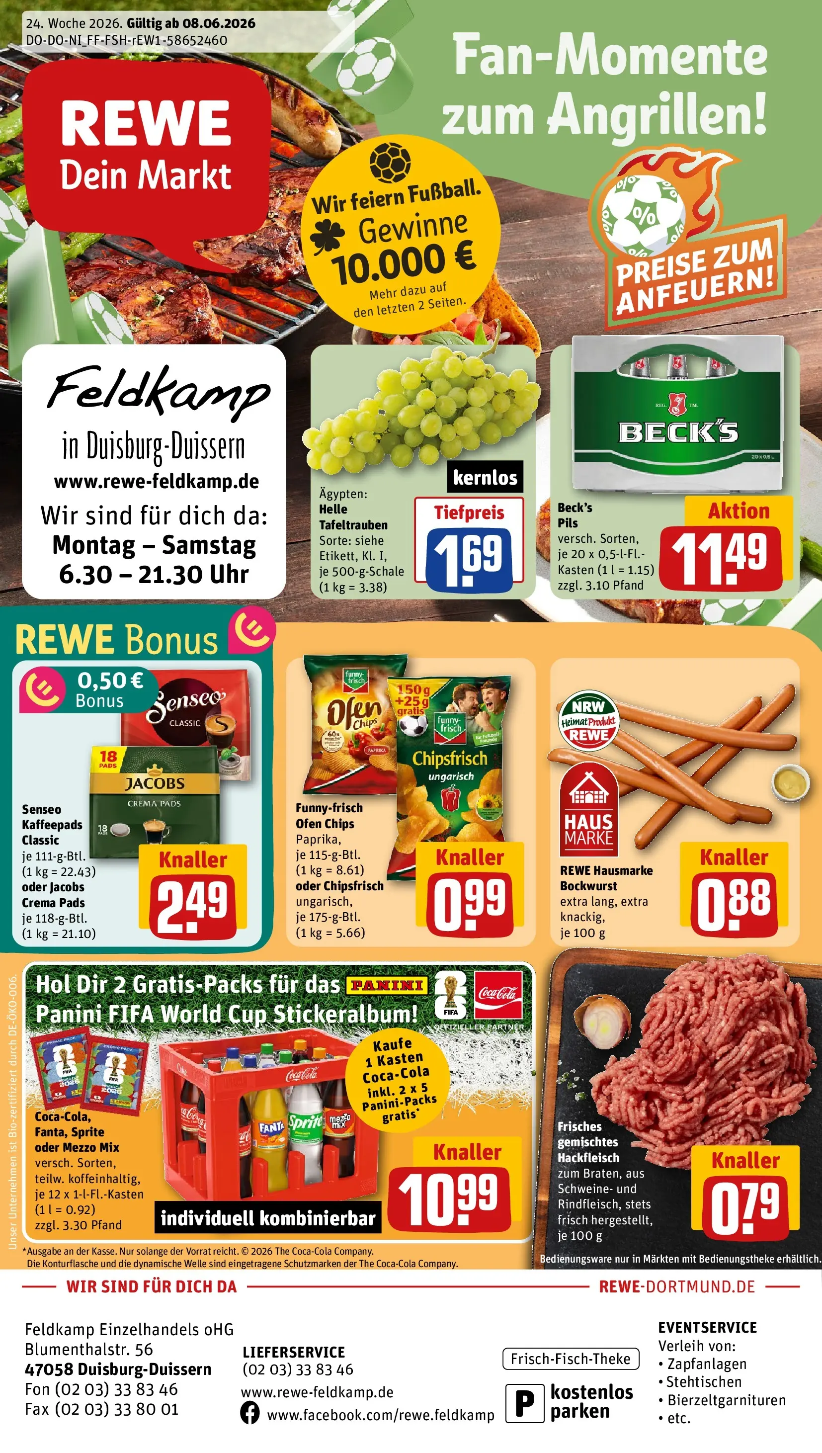 REWE Prospekt ab 08.06.2026 zum Blättern » Angebote | Seite: 1 | Produkte: Fanta, Paprika, Chips, Uhr