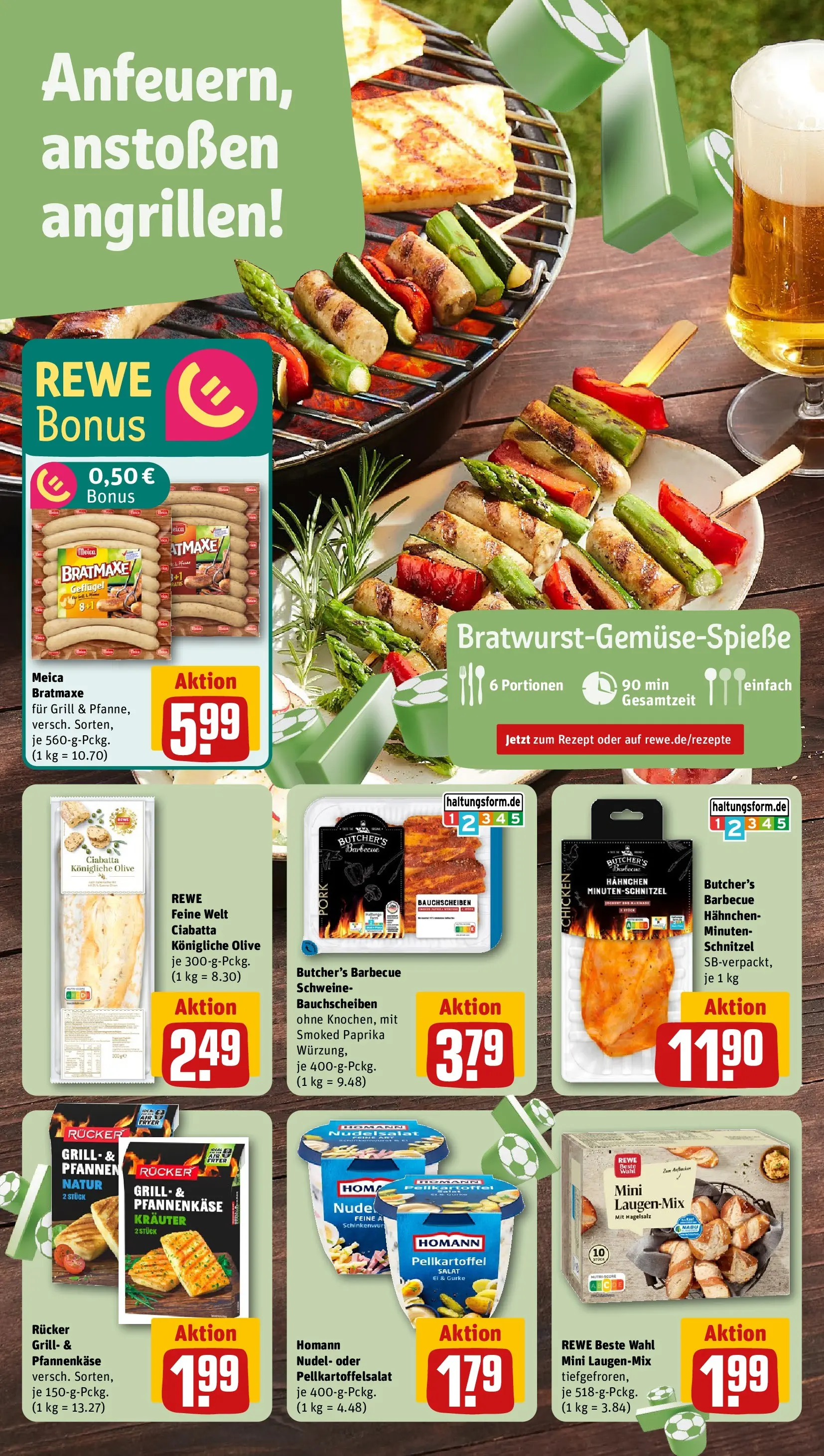 REWE Prospekt ab 08.06.2026 zum Blättern » Angebote | Seite: 4 | Produkte: Hahnchen, Meica, Paprika, Salat