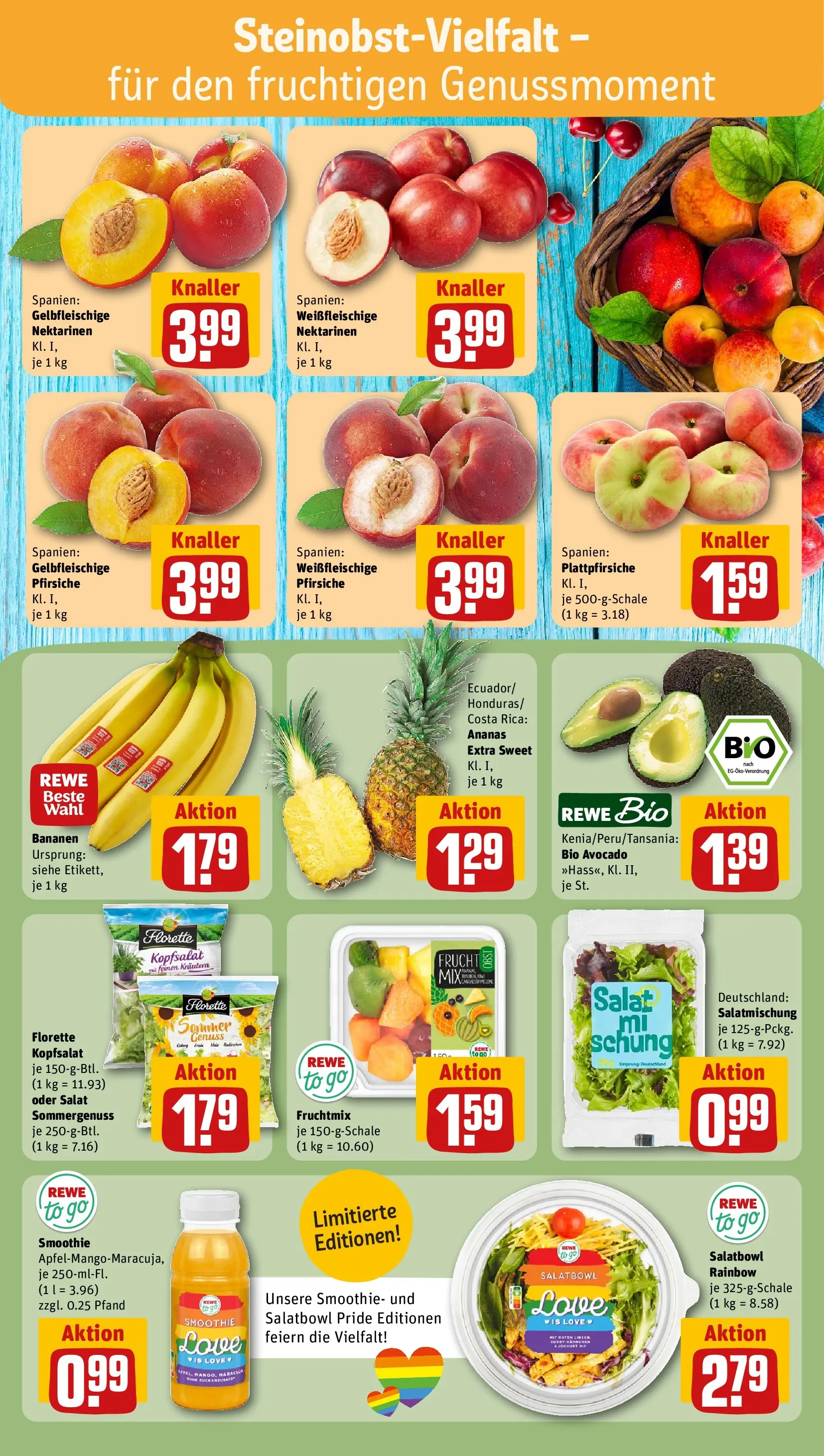REWE Prospekt ab 08.06.2026 zum Blättern » Angebote | Seite: 6 | Produkte: Nektarinen, Bananen, Ananas, Melone