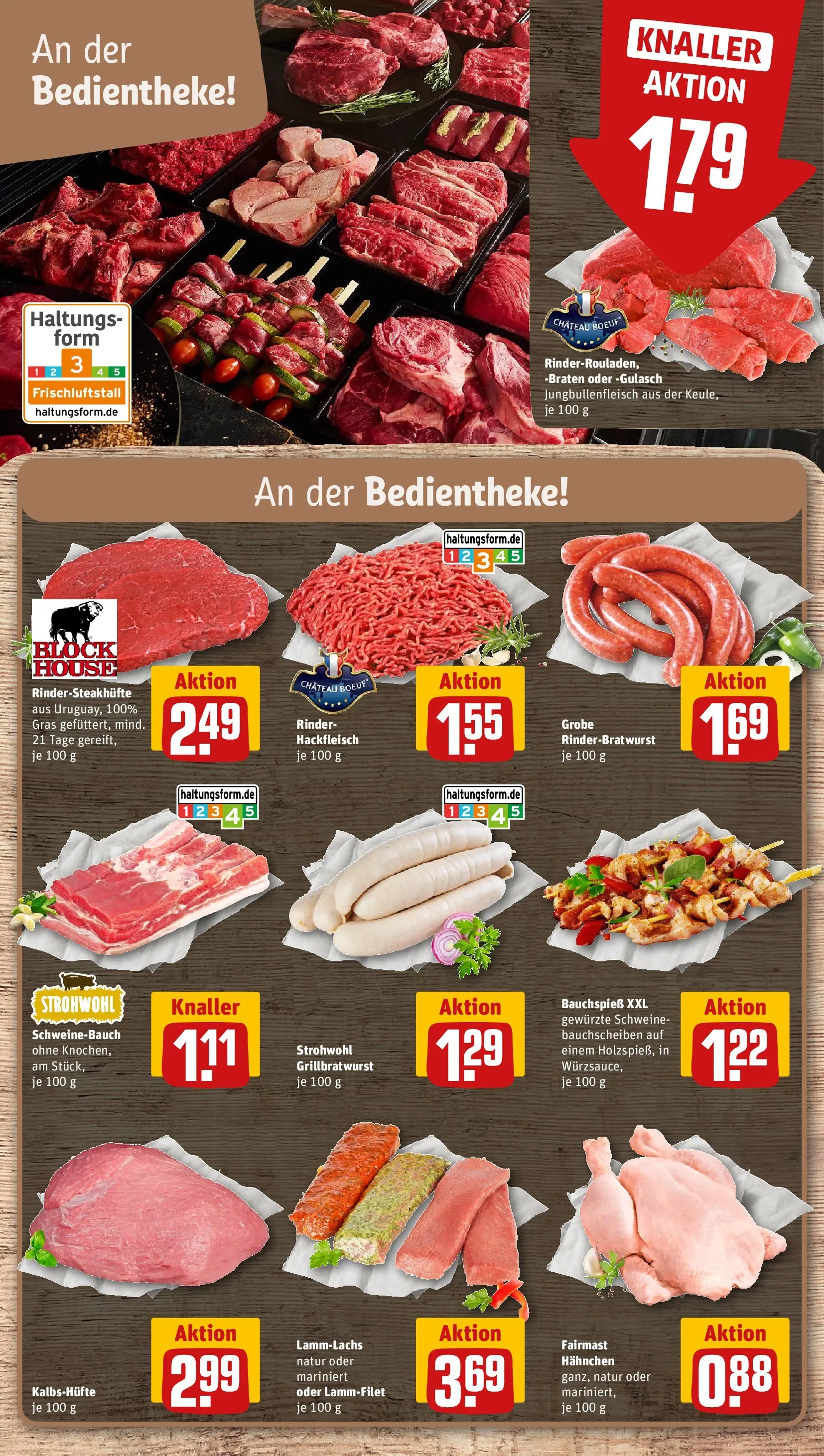 REWE Prospekt ab 08.06.2026 zum Blättern » Angebote | Seite: 8 | Produkte: Hahnchen, Schweinebauch, Gulasch, Hackfleisch