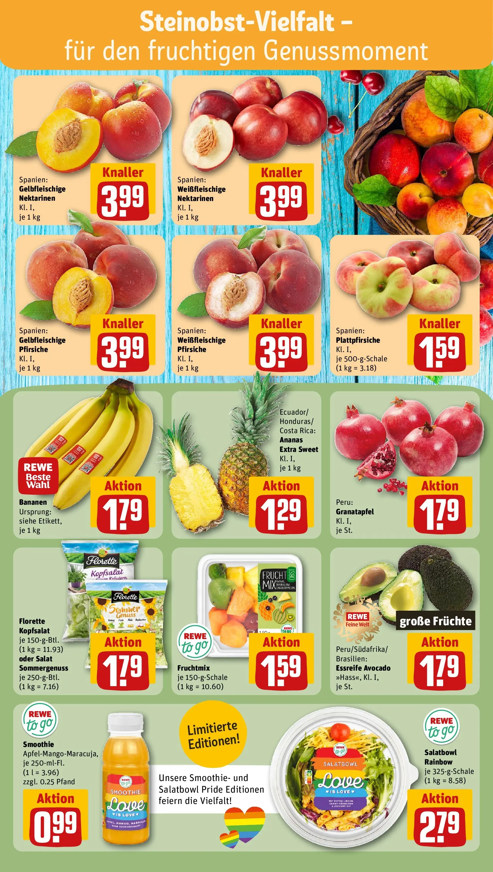 REWE Prospekt ab 08.06.2026 zum Blättern » Angebote | Seite: 6 | Produkte: Nektarinen, Bananen, Ananas, Avocado