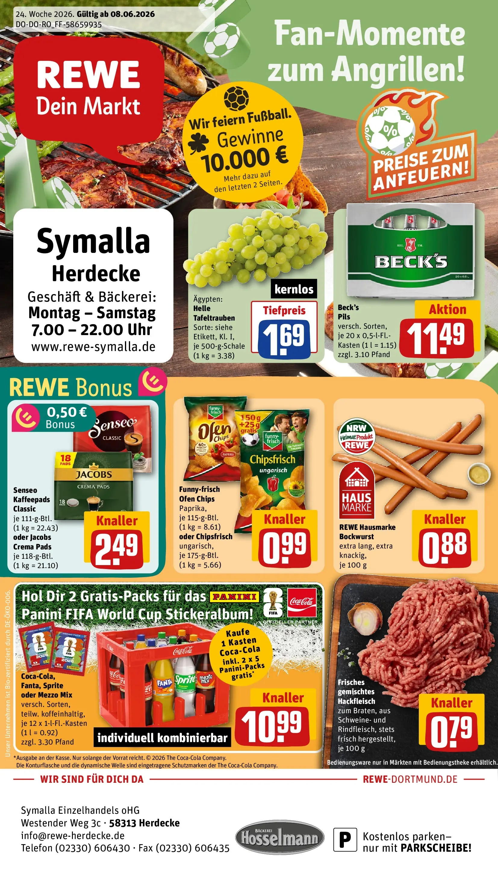REWE Prospekt ab 08.06.2026 zum Blättern » Angebote | Seite: 1 | Produkte: Ofen, Senseo, Fanta, Hackfleisch