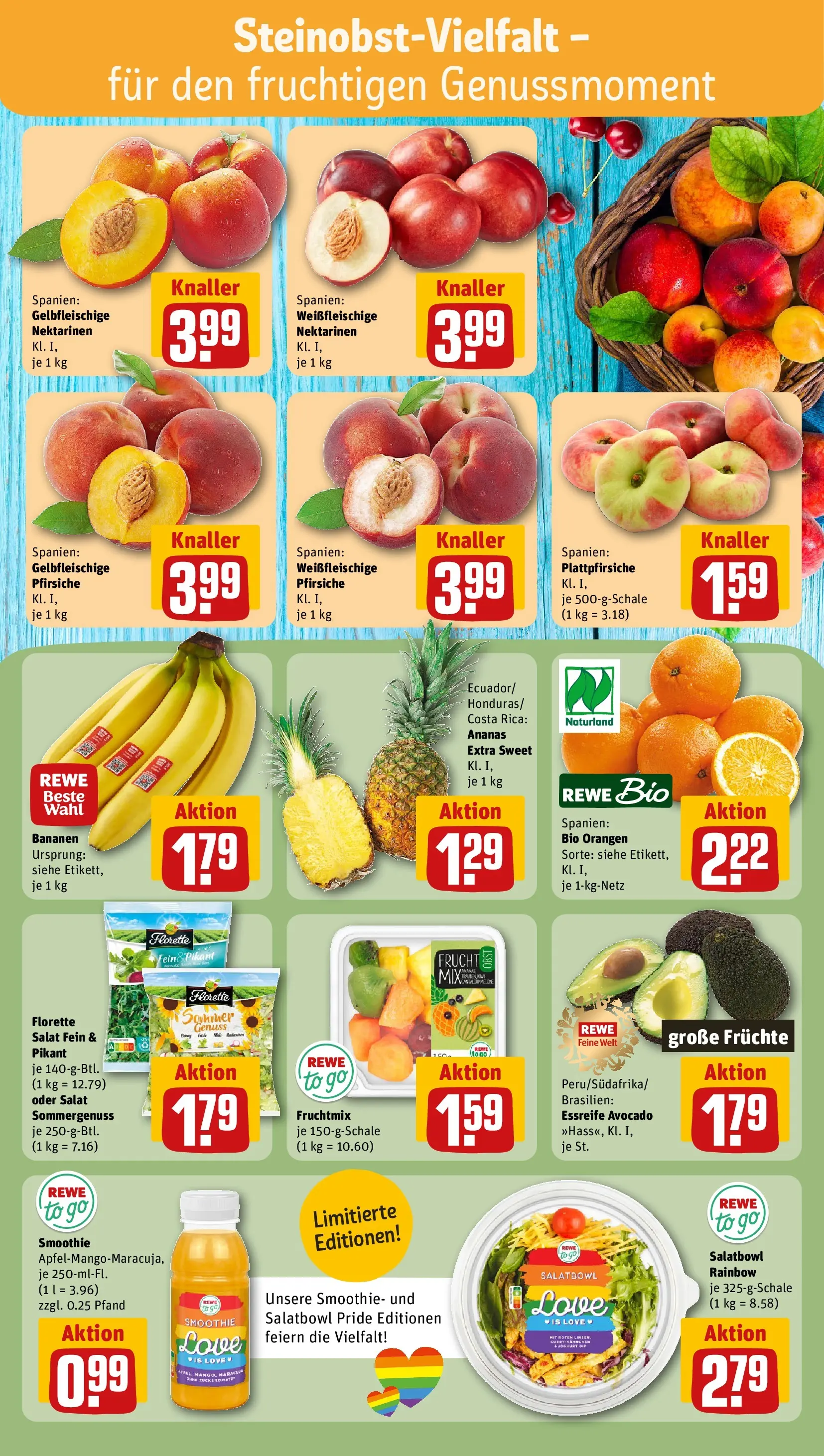 REWE Prospekt ab 08.06.2026 zum Blättern » Angebote | Seite: 6 | Produkte: Nektarinen, Bananen, Ananas, Salat