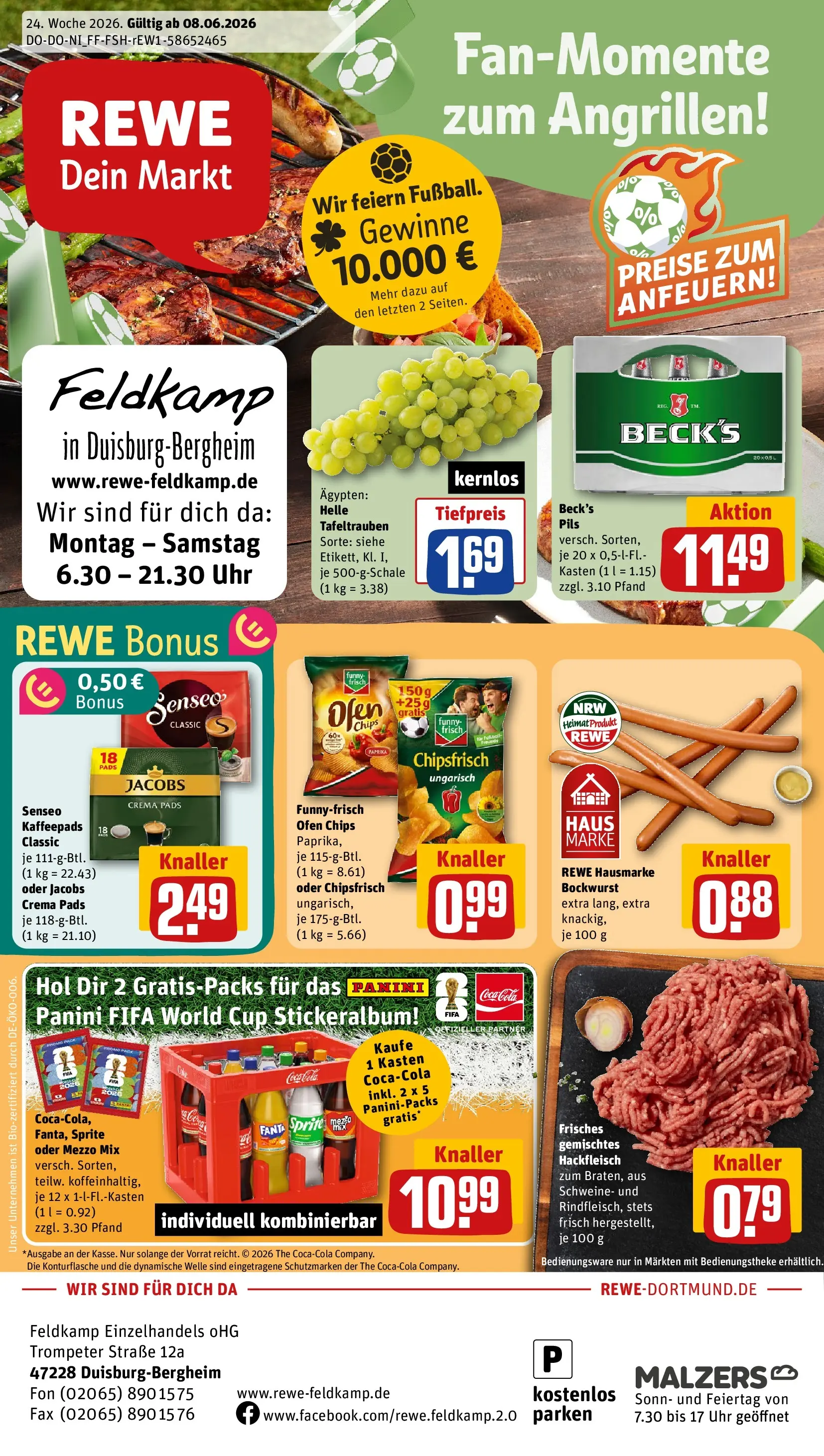 REWE Prospekt ab 08.06.2026 zum Blättern » Angebote | Seite: 1 | Produkte: Sprite, Pils, Paprika, Senseo kaffeepads
