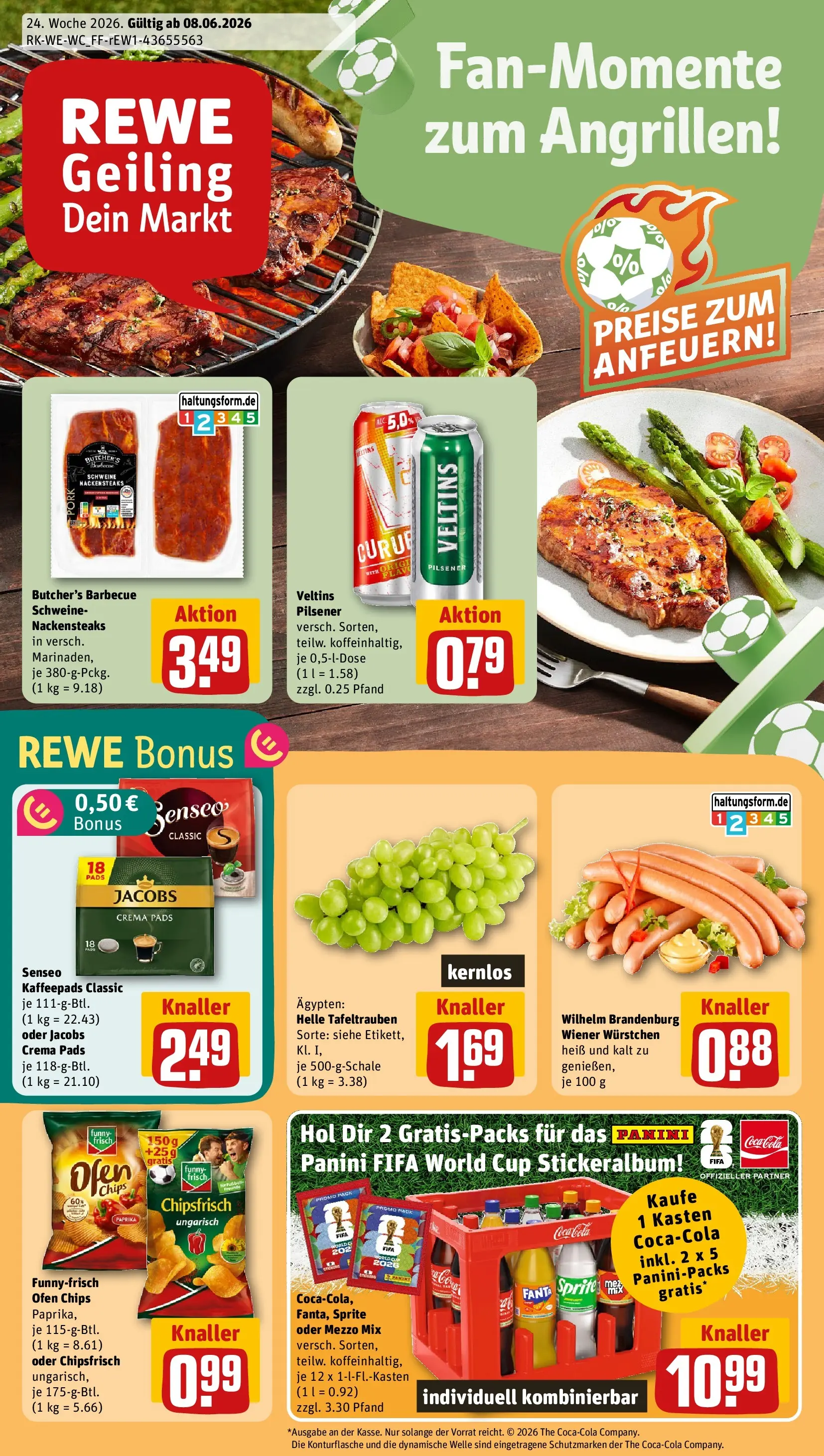 REWE Prospekt ab 08.06.2026 zum Blättern » Angebote | Seite: 1 | Produkte: Kaffeepads, Mezzo mix, Oder mezzo mix, Chips