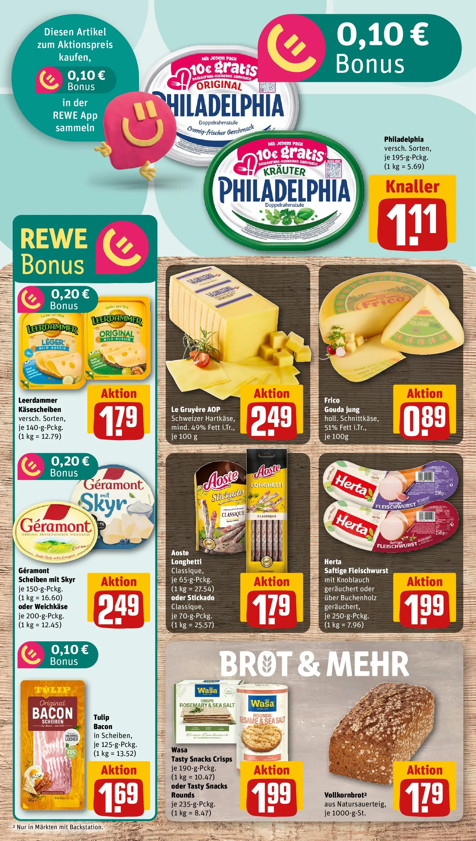 REWE Prospekt ab 08.06.2026 zum Blättern » Angebote | Seite: 9 | Produkte: Philadelphia, Vollkornbrot, Skyr, Brot