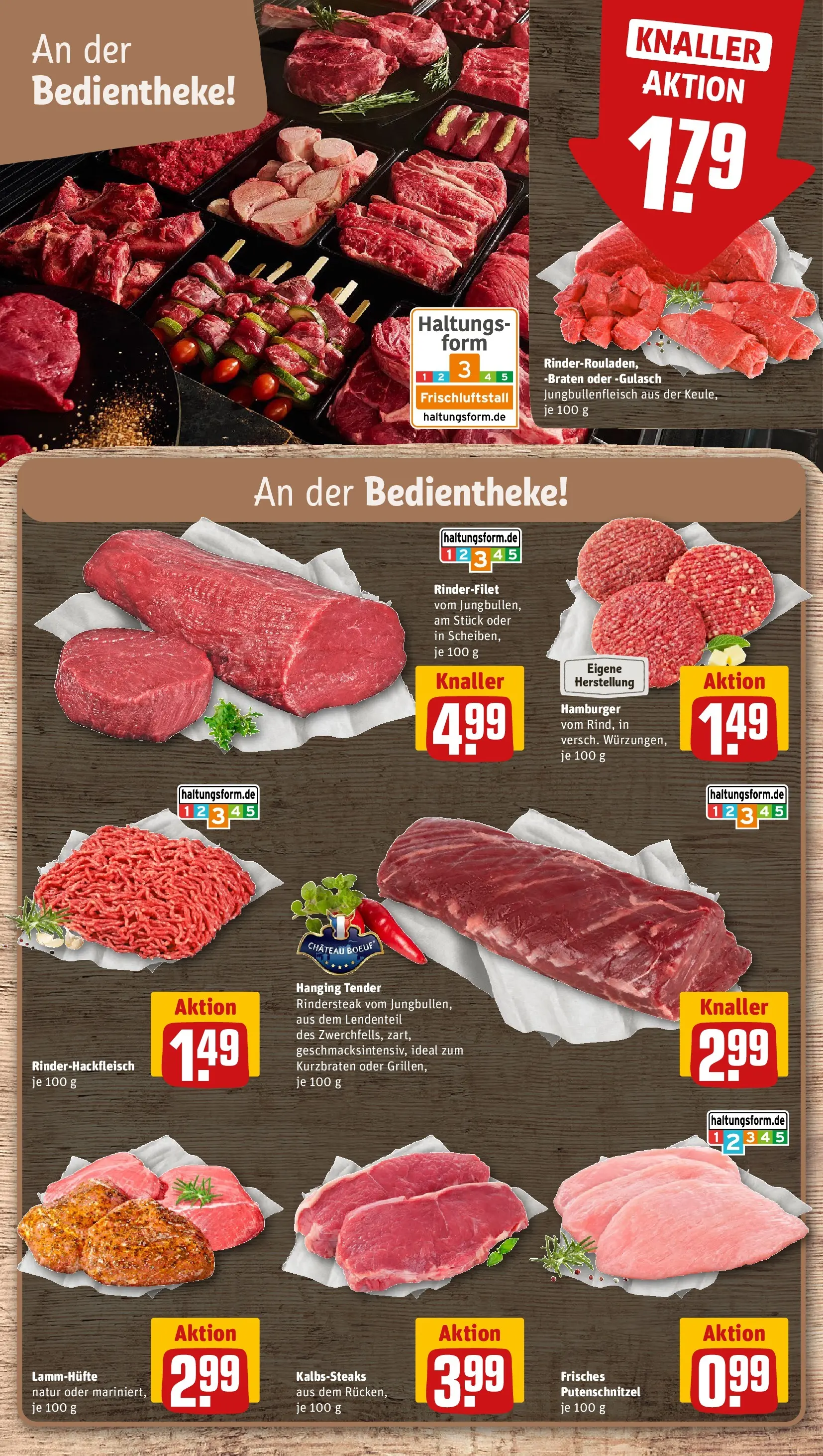 REWE Prospekt ab 08.06.2026 zum Blättern » Angebote | Seite: 8 | Produkte: Burger, Schnitzel, Gulasch, Steak