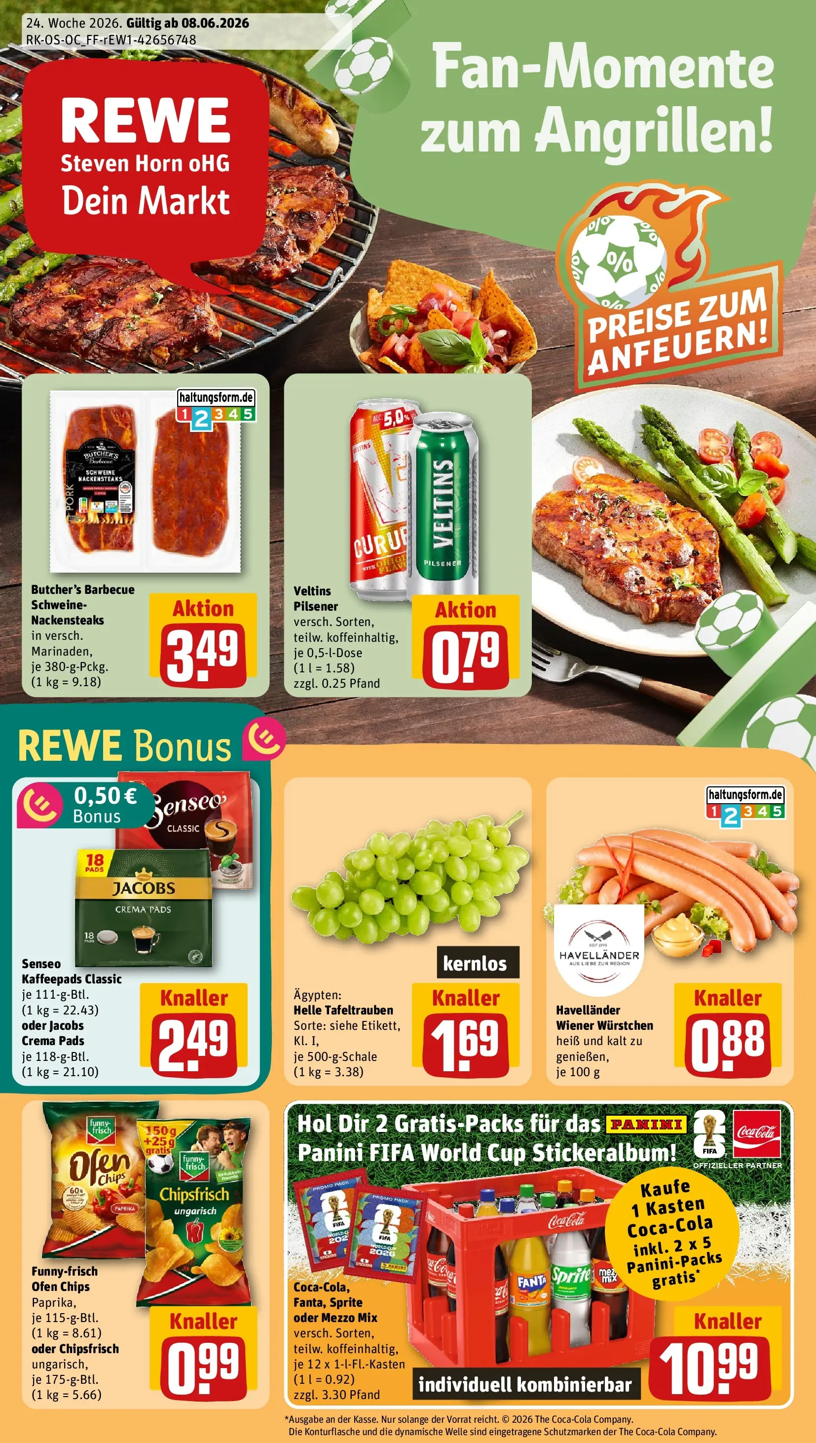 REWE Prospekt ab 08.06.2026 zum Blättern » Angebote | Seite: 1 | Produkte: Mezzo mix, Fanta, Funny frisch, Veltins