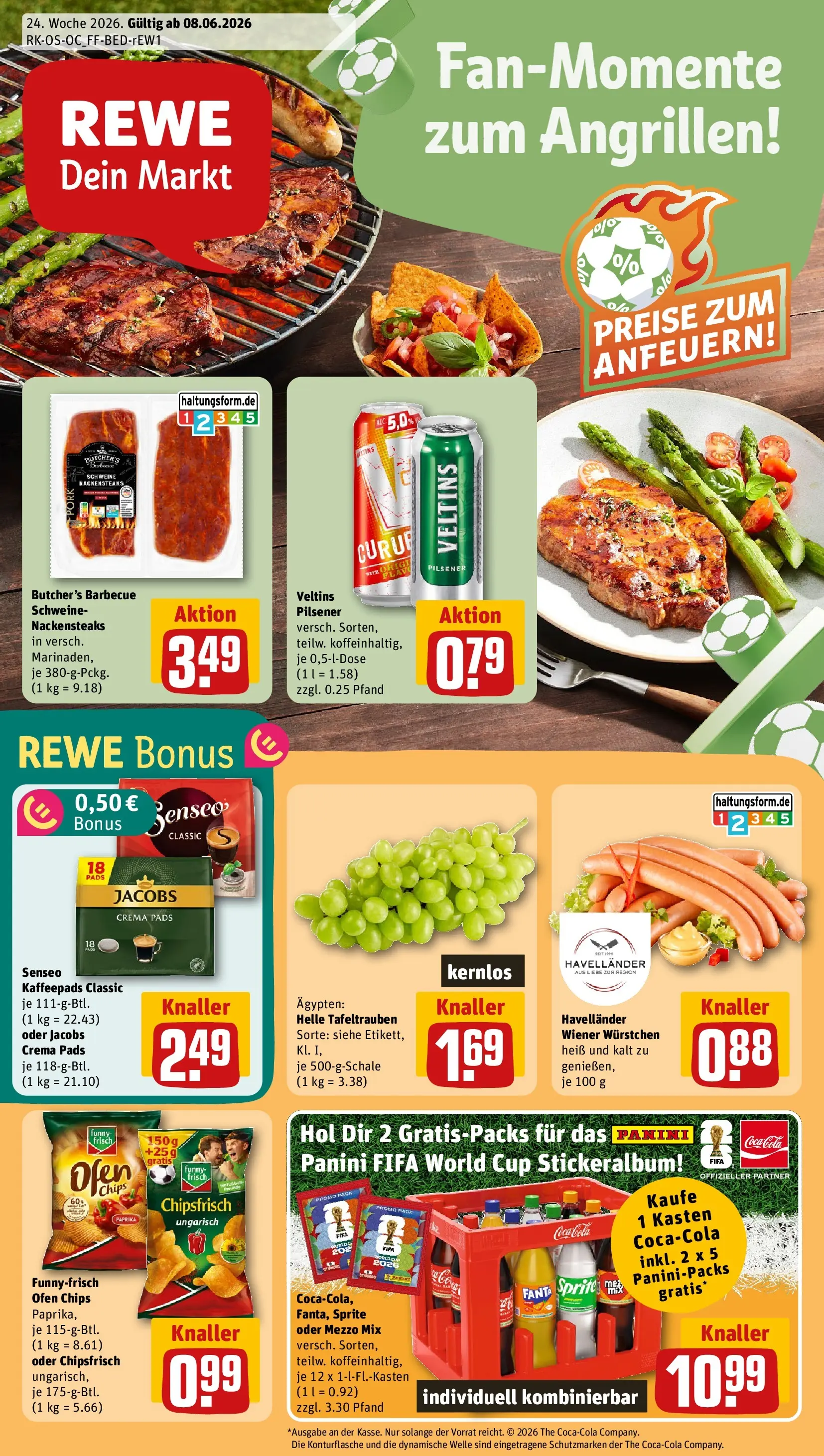REWE Prospekt ab 08.06.2026 zum Blättern » Angebote | Seite: 1 | Produkte: Mezzo mix, Coca cola, Senseo kaffeepads, Oder mezzo mix