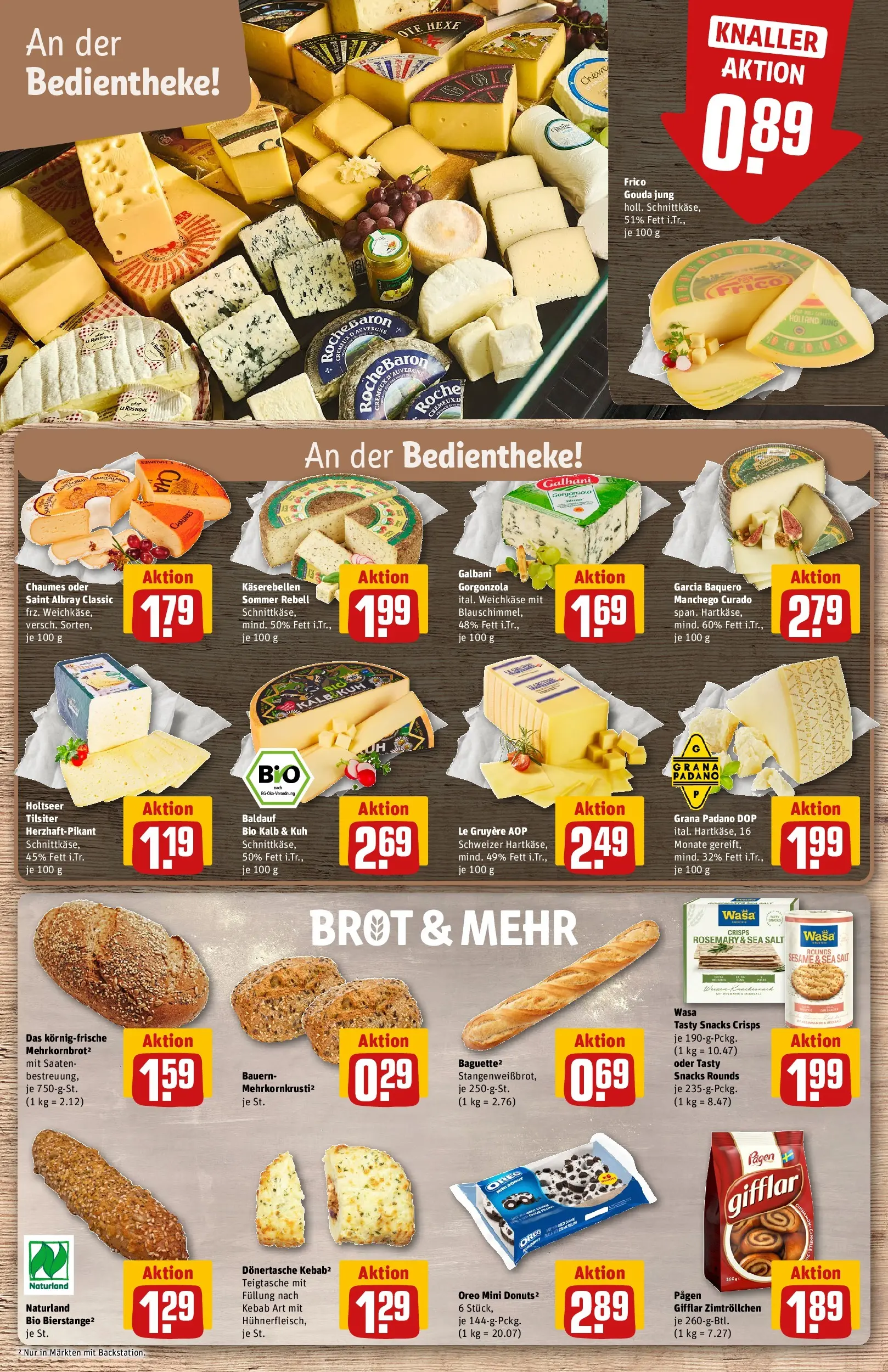 REWE Prospekt ab 08.06.2026 zum Blättern » Angebote | Seite: 11 | Produkte: Gouda, Baguette, Donuts, Brot