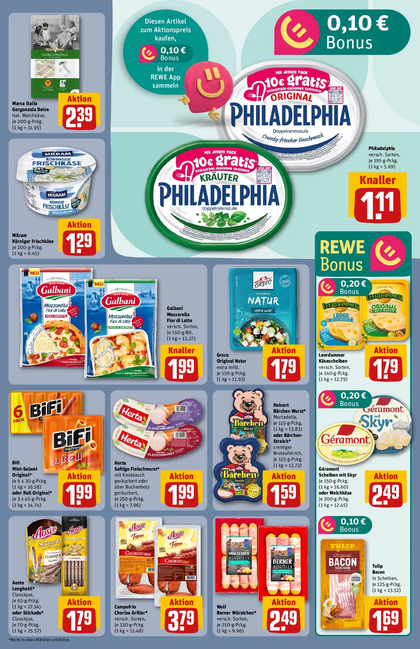 REWE Prospekt ab 08.06.2026 zum Blättern » Angebote | Seite: 13 | Produkte: Philadelphia, Mozzarella, Pasta, Pizza