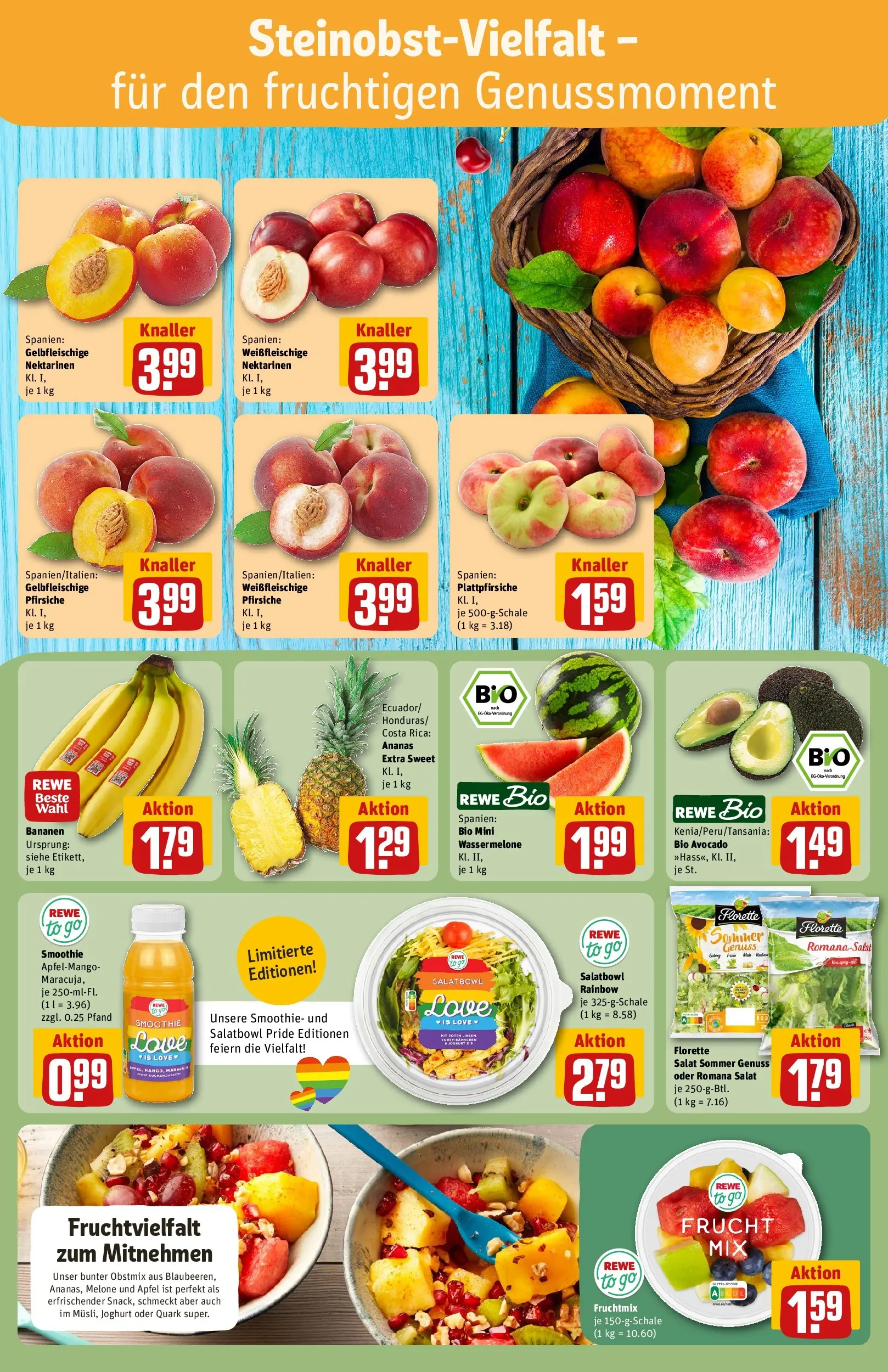 REWE Prospekt ab 08.06.2026 zum Blättern » Angebote | Seite: 6 | Produkte: Nektarinen, Joghurt, Bananen, Melone
