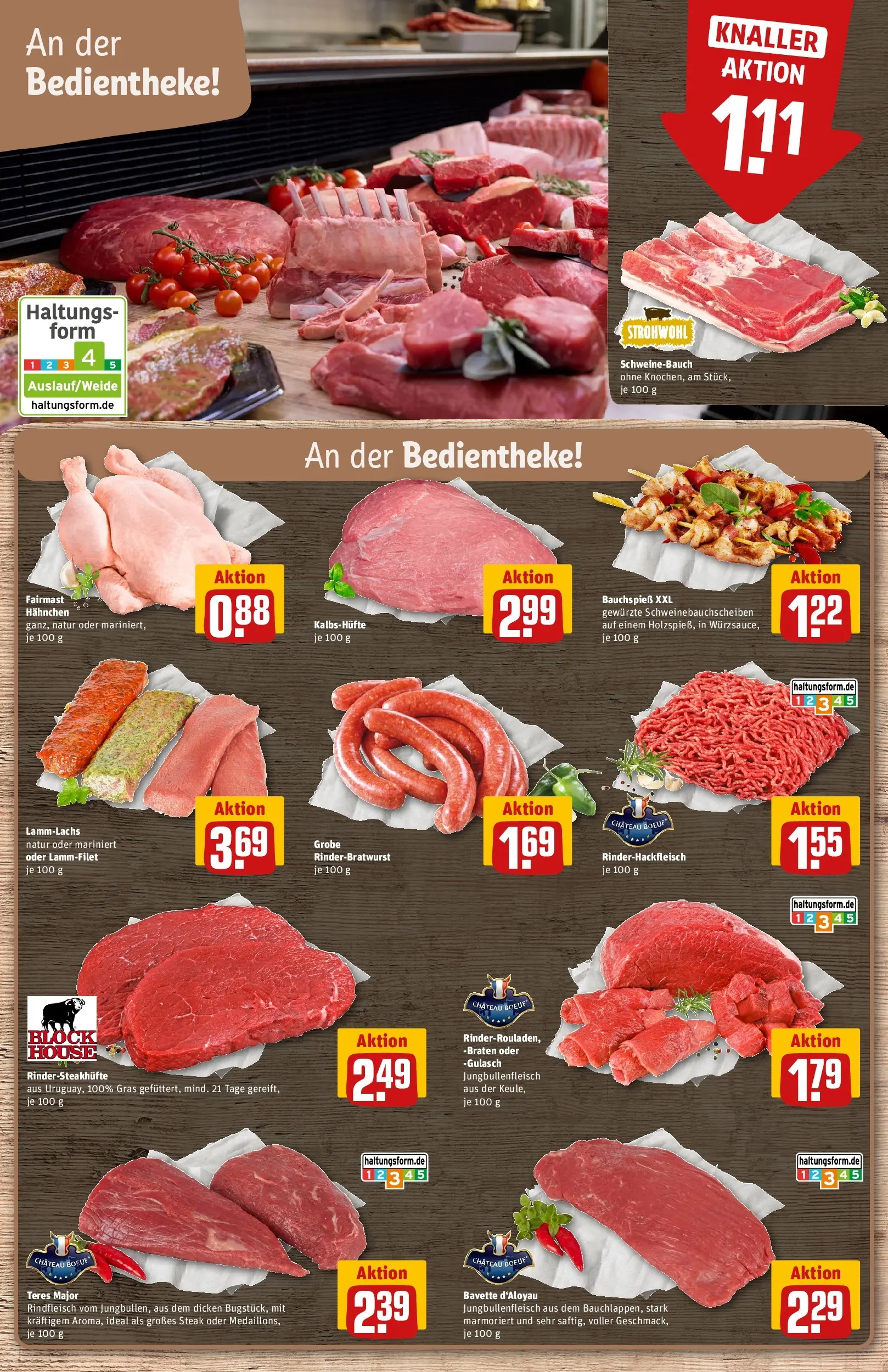 REWE Prospekt ab 08.06.2026 zum Blättern » Angebote | Seite: 8 | Produkte: Hahnchen, Schweinebauch, Rindfleisch, Steak