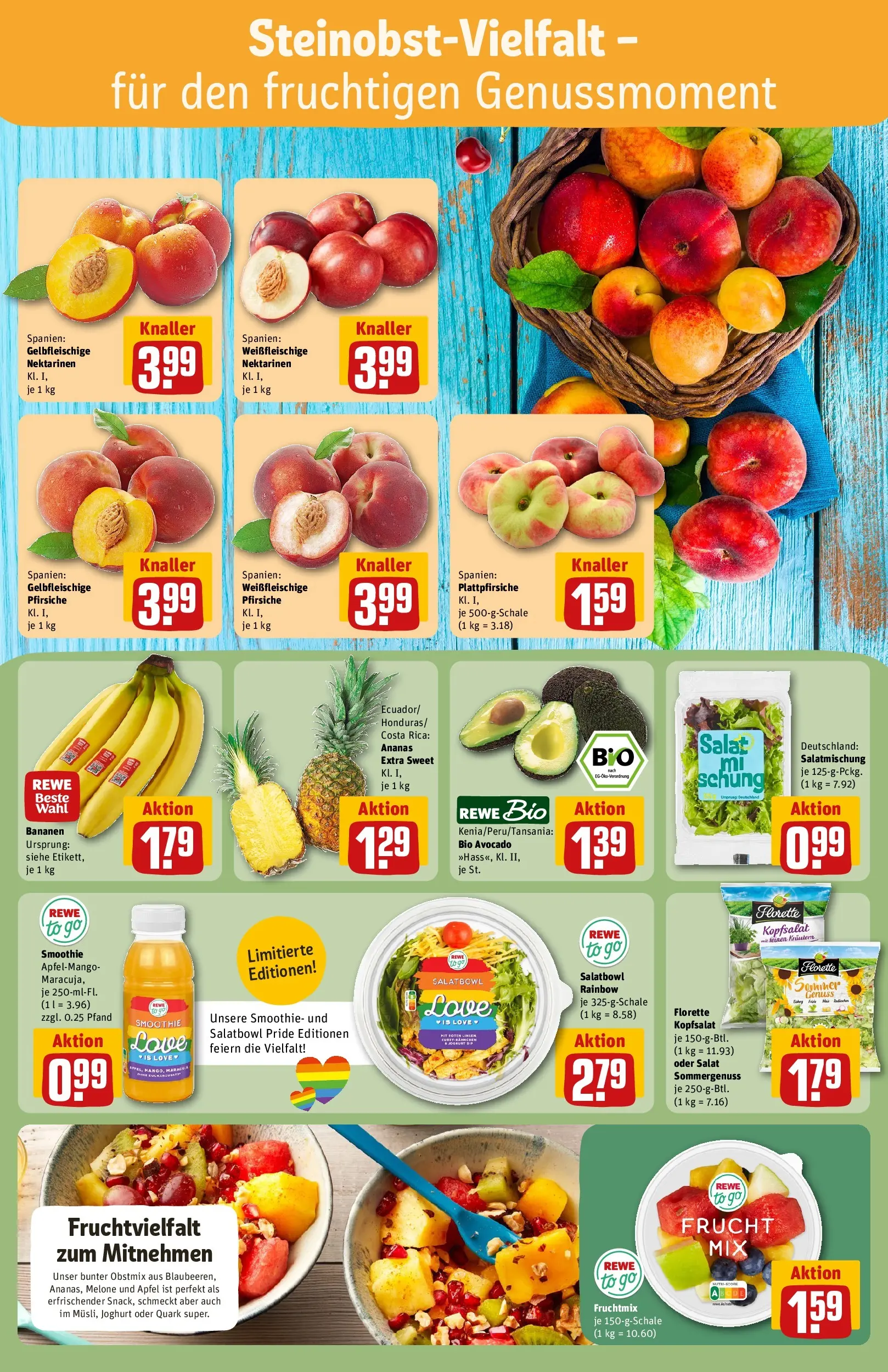 REWE Prospekt ab 08.06.2026 zum Blättern » Angebote | Seite: 6 | Produkte: Quark, Joghurt, Bananen, Melone