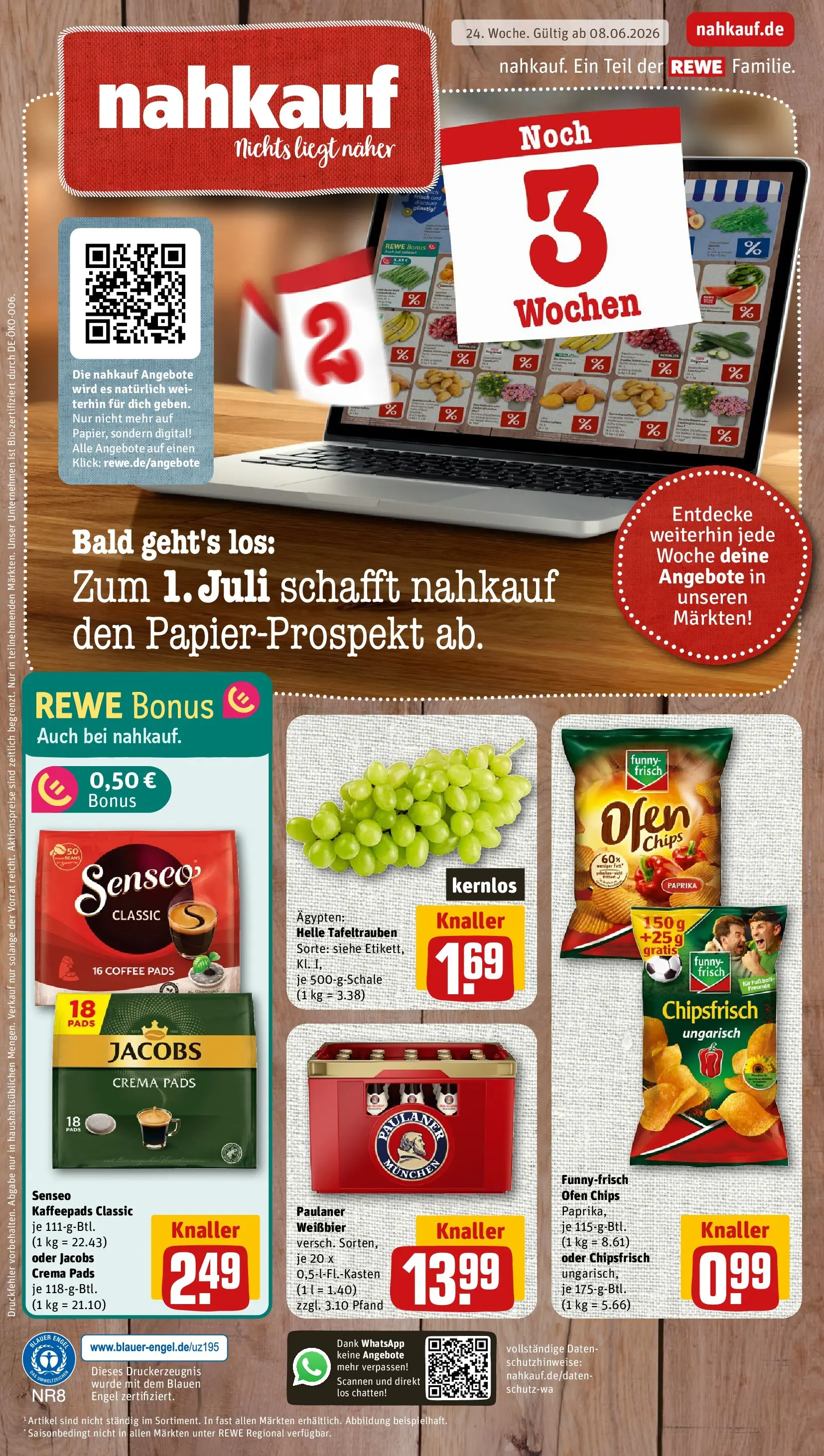 REWE Prospekt ab 08.06.2026 zum Blättern » Angebote | Seite: 1 | Produkte: Ofen, Senseo, Paprika, Senseo kaffeepads