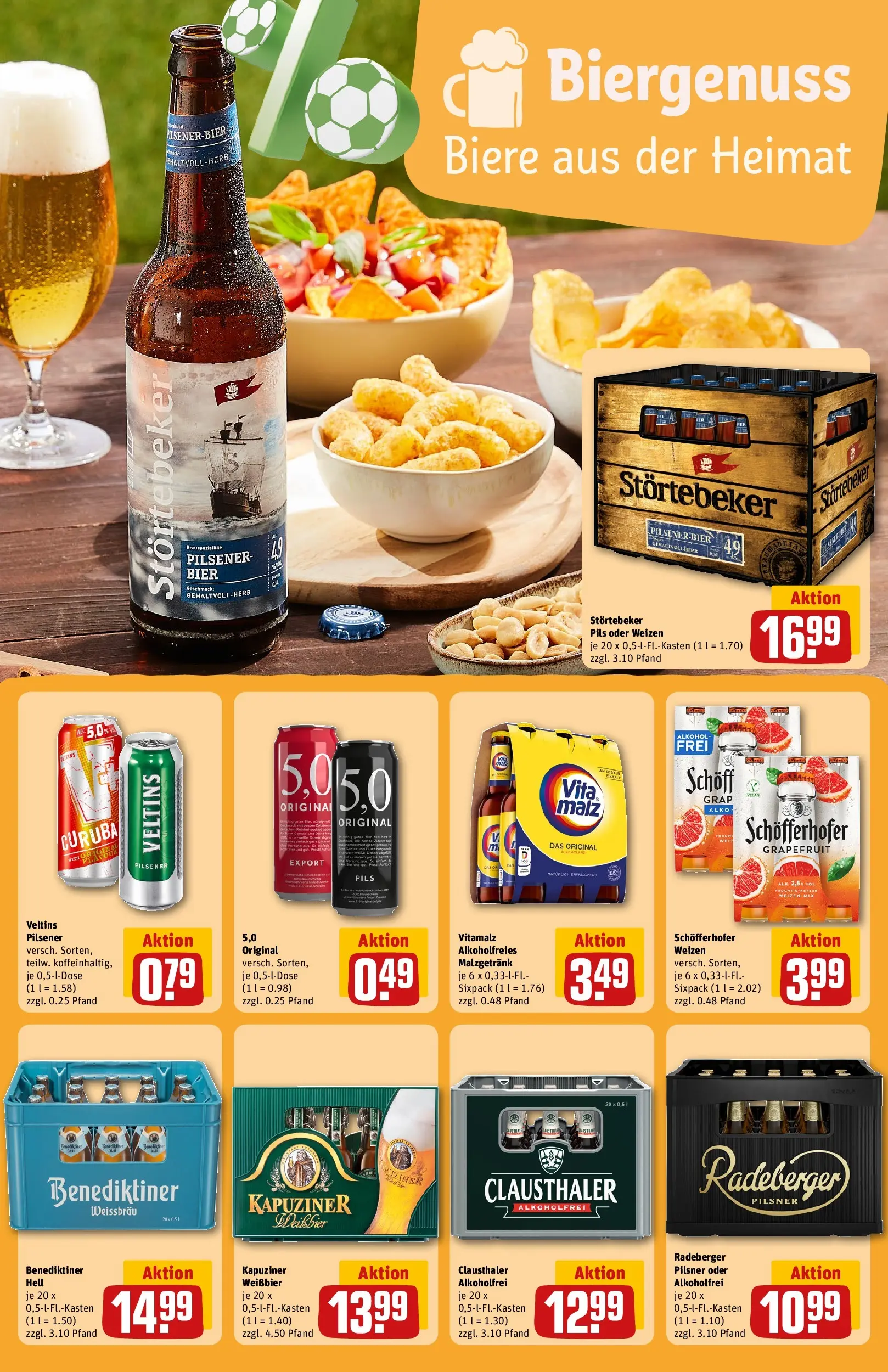 REWE Prospekt ab 08.06.2026 zum Blättern » Angebote | Seite: 5 | Produkte: Pils, Benediktiner hell, Radeberger pilsner, Veltins
