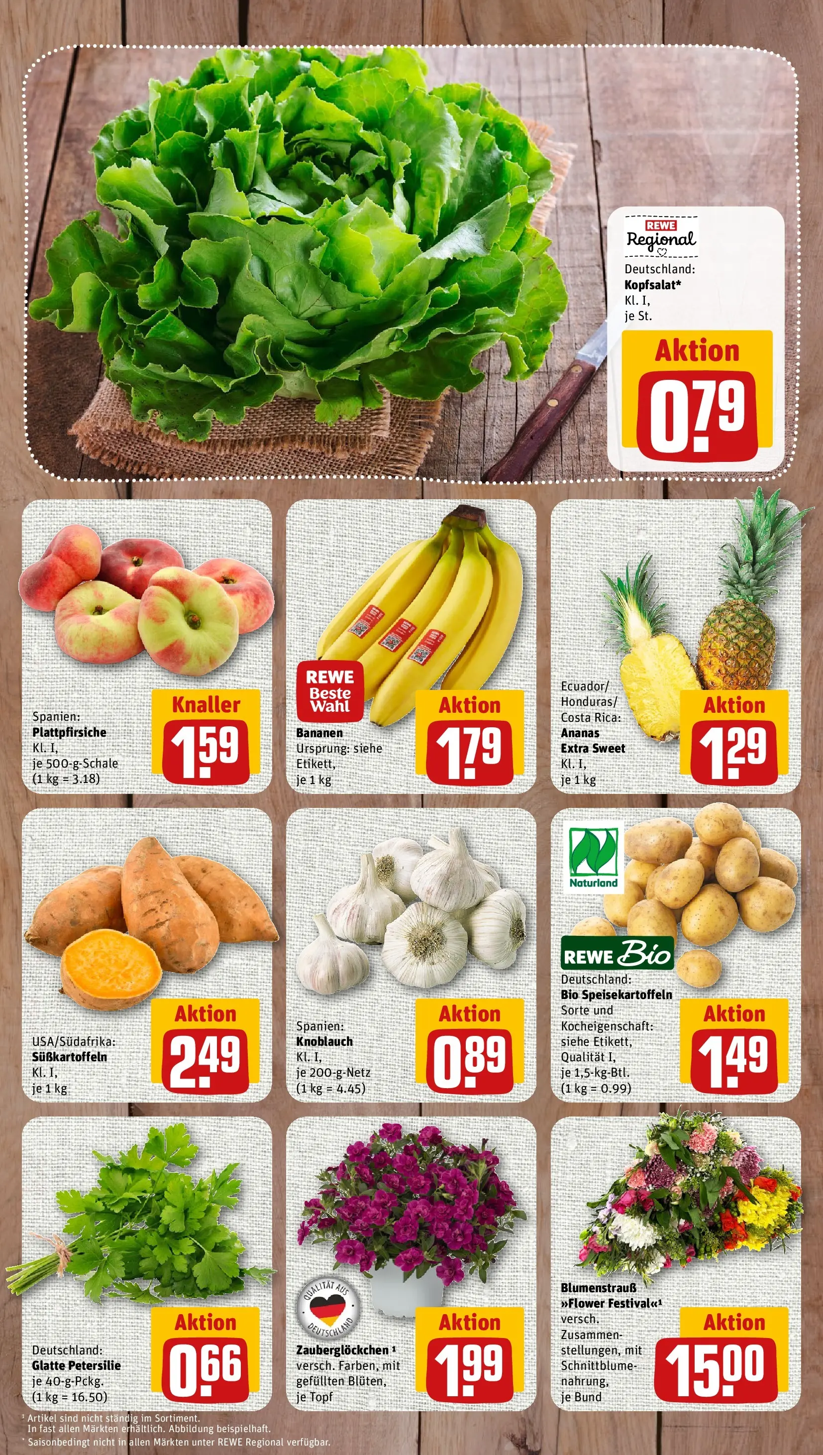 REWE Prospekt ab 08.06.2026 zum Blättern » Angebote | Seite: 3 | Produkte: Bananen, Ananas, Knoblauch, Petersilie