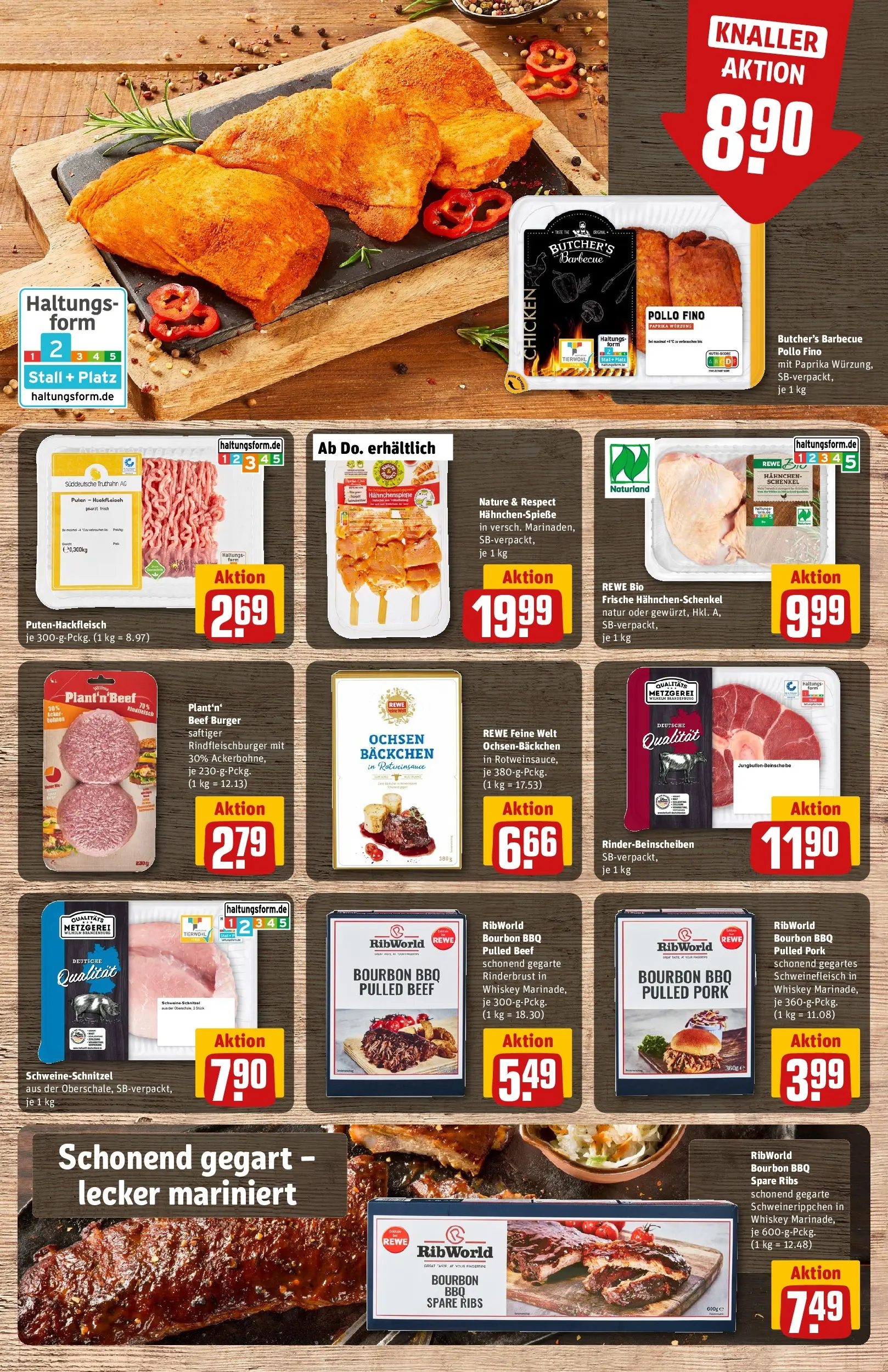 REWE Prospekt ab 08.06.2026 zum Blättern » Angebote | Seite: 9 | Produkte: Hahnchenschenkel, Spare ribs, Schnitzel, Paprika