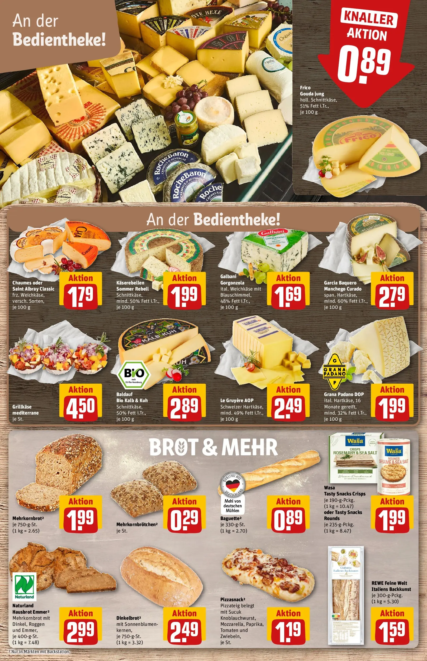 REWE Prospekt ab 08.06.2026 zum Blättern » Angebote | Seite: 11 | Produkte: Mehl, Gouda, Brot, Pizza