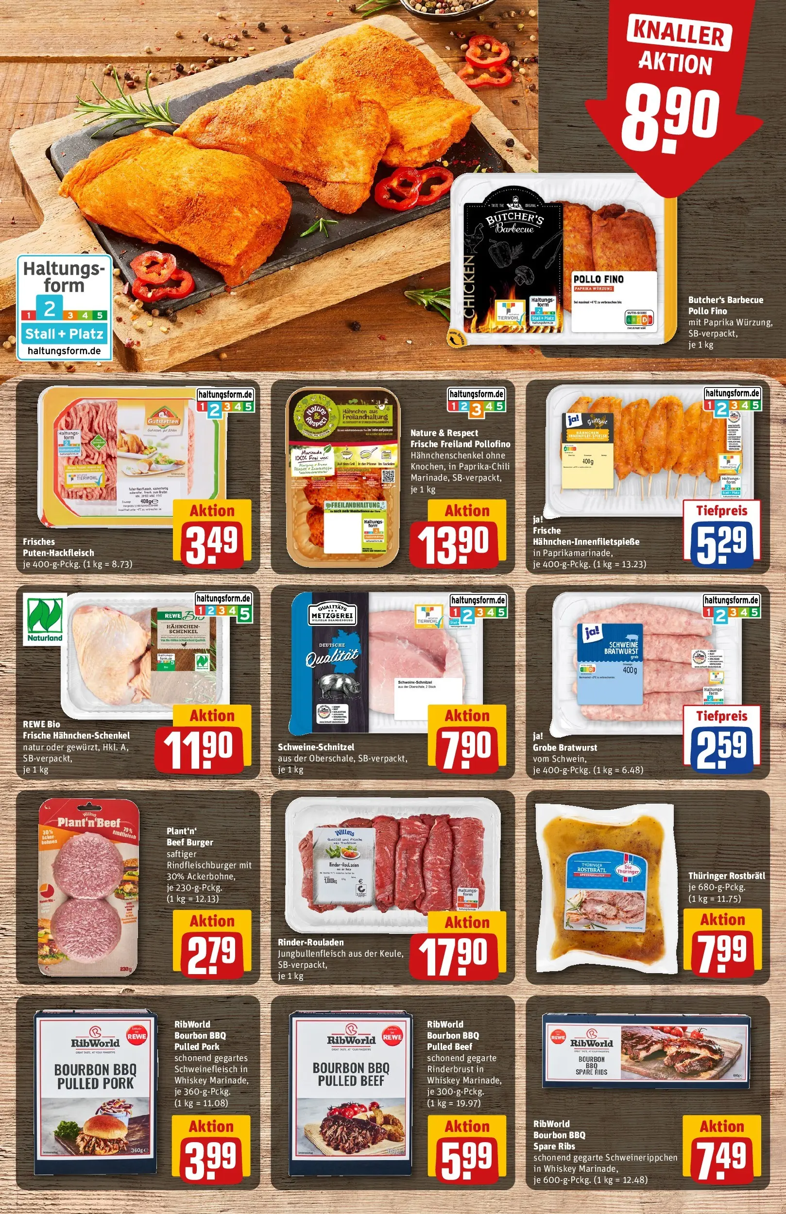 REWE Prospekt ab 08.06.2026 zum Blättern » Angebote | Seite: 9 | Produkte: Hahnchen, Schnitzel, Bourbon, Whiskey