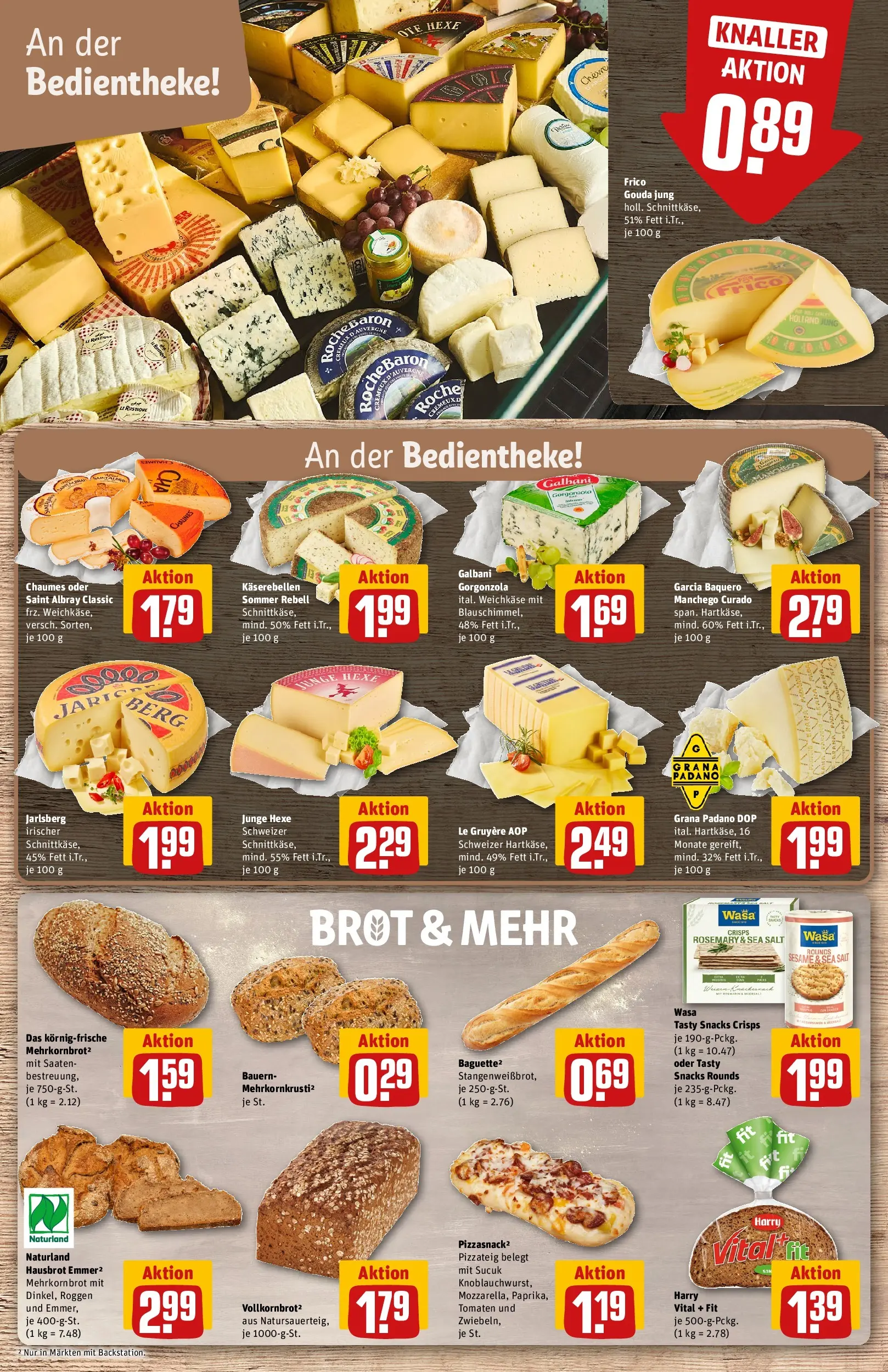 REWE Prospekt ab 08.06.2026 zum Blättern » Angebote | Seite: 11 | Produkte: Gouda, Tomaten, Brot, Pizza