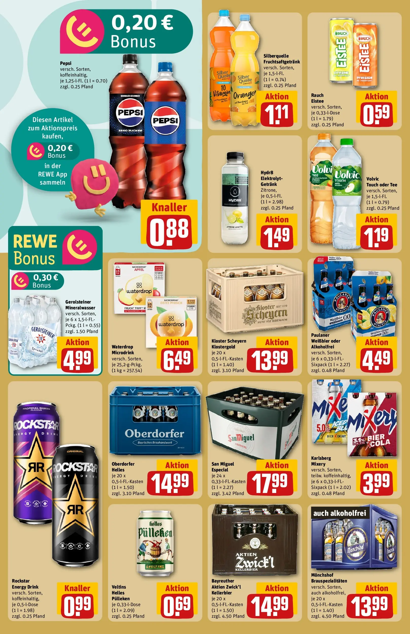 REWE Prospekt ab 08.06.2026 zum Blättern » Angebote | Seite: 18 | Produkte: Bier, Weißbier, Pfirsich, Volvic