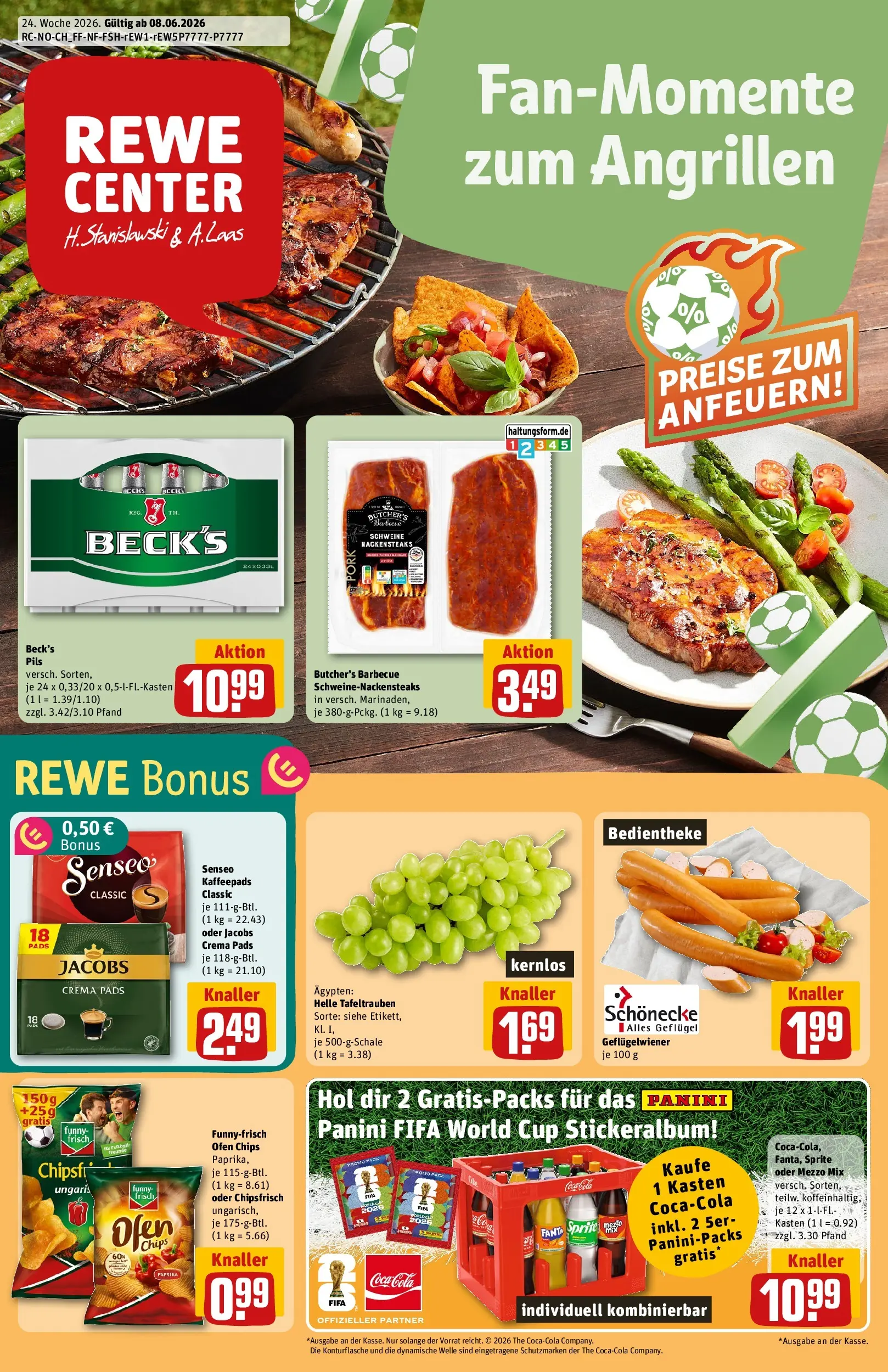 REWE Prospekt ab 08.06.2026 zum Blättern » Angebote | Seite: 1 | Produkte: Coca cola, Pils, Oder mezzo mix, Chips
